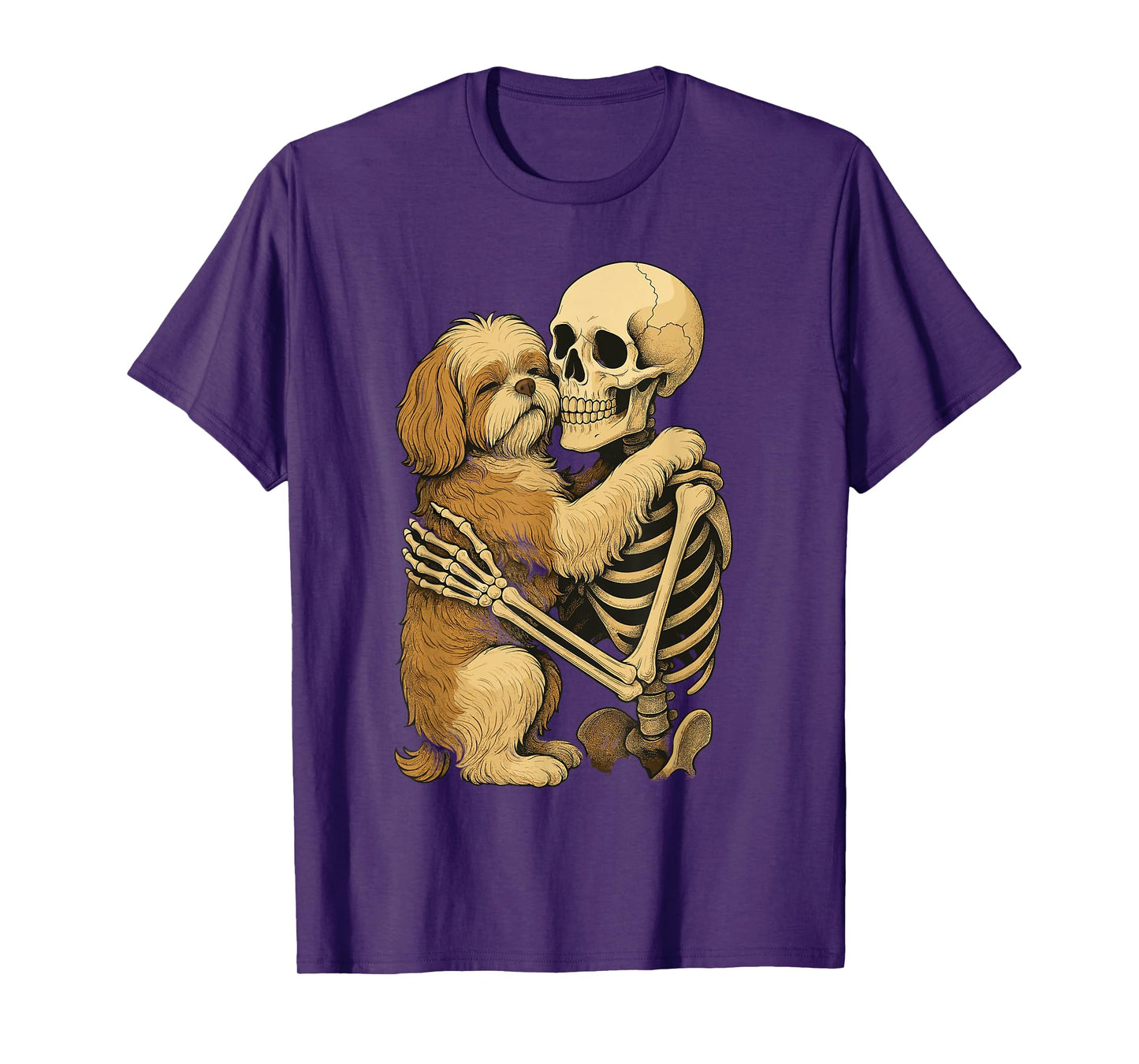Skeleton Hugging Shih Tzu T-Shirt