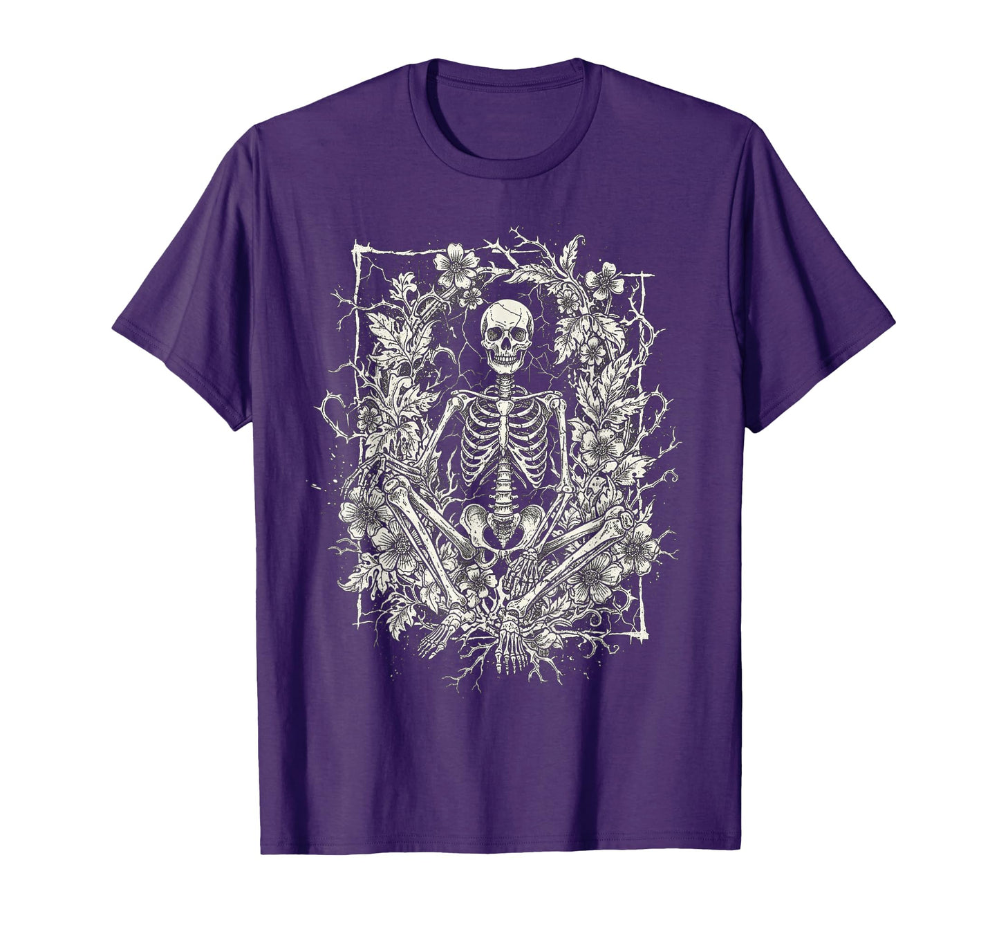 Skeleton Flower with Halloween Art T-Shirt