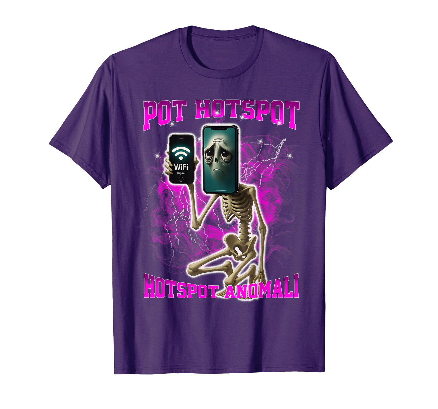 Pot Hotspot Skeleton Meme WiFi Anomali Italian Brainrot T-Shirt