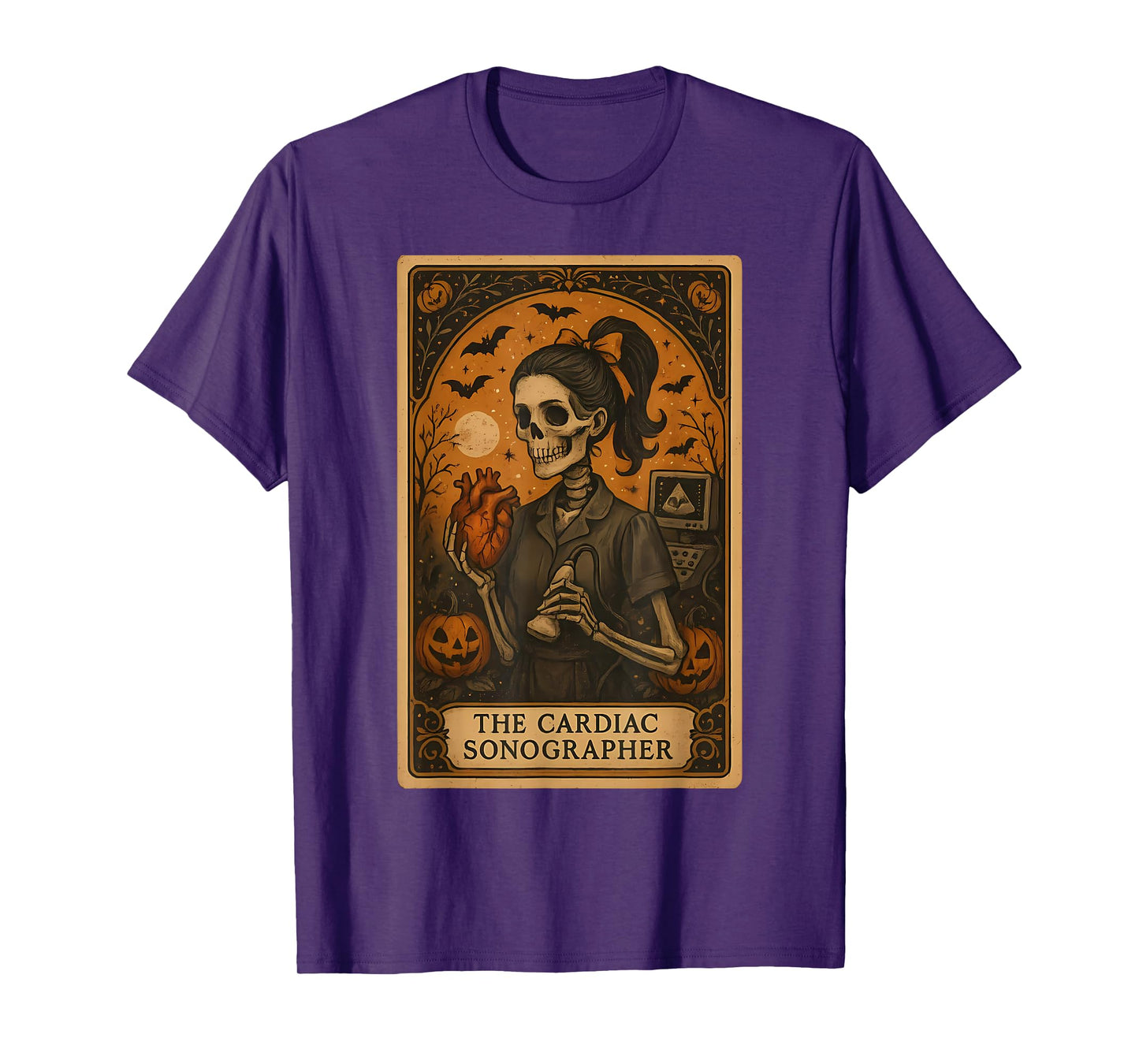 Halloween Cardiac Sonographer Tarot Card Skeleton Witchy T-Shirt
