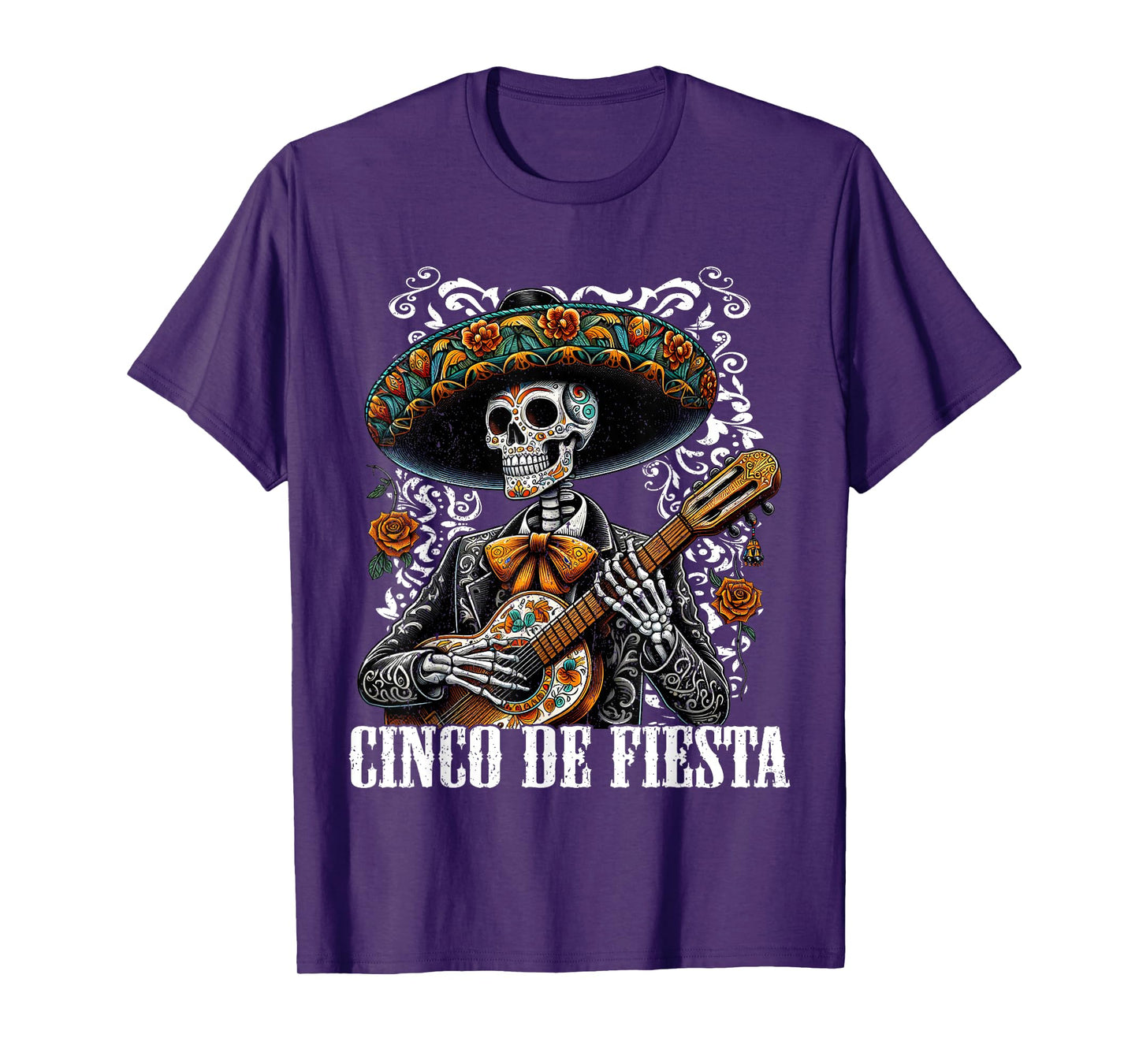 Cinco De Mayo Fiesta Mariachi Skeleton Guitar Mexican 2024 T-Shirt