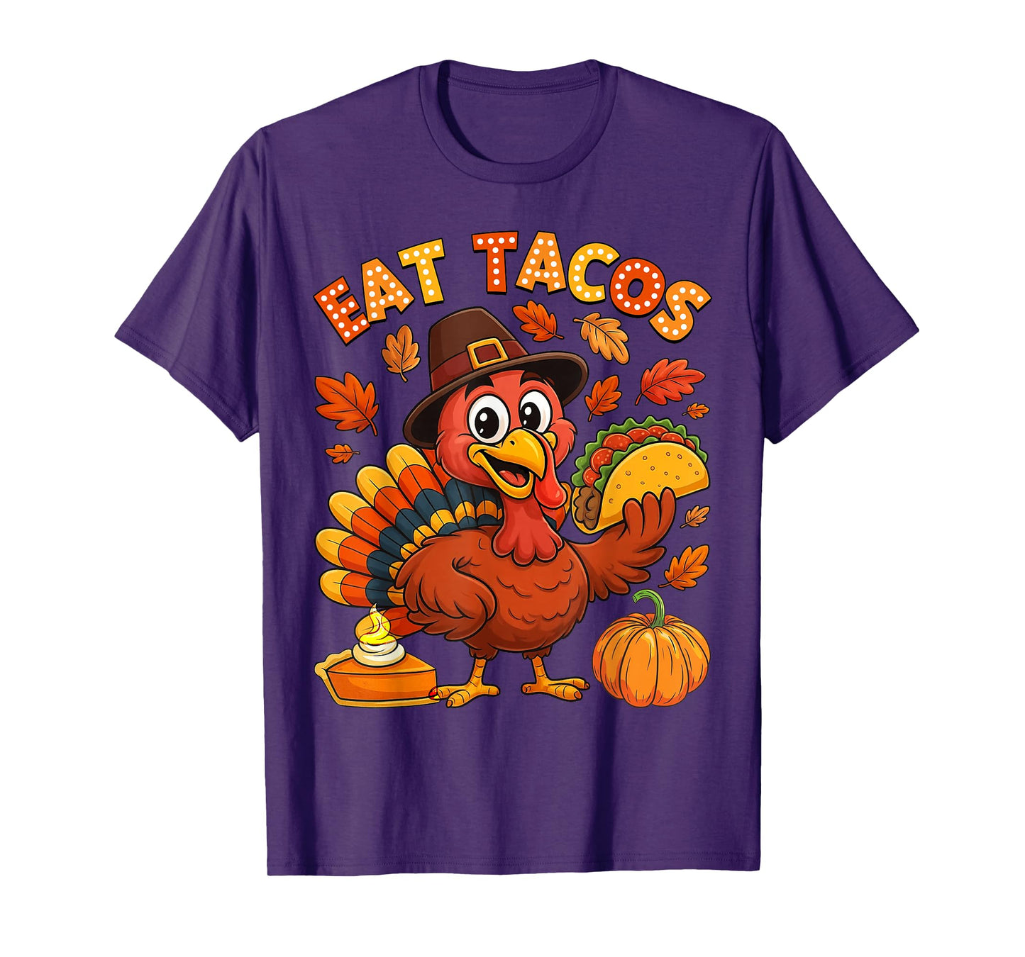 Thanksgiving Funny Mexican Turkey Eat Tacos Women Men Kids T-Shirt