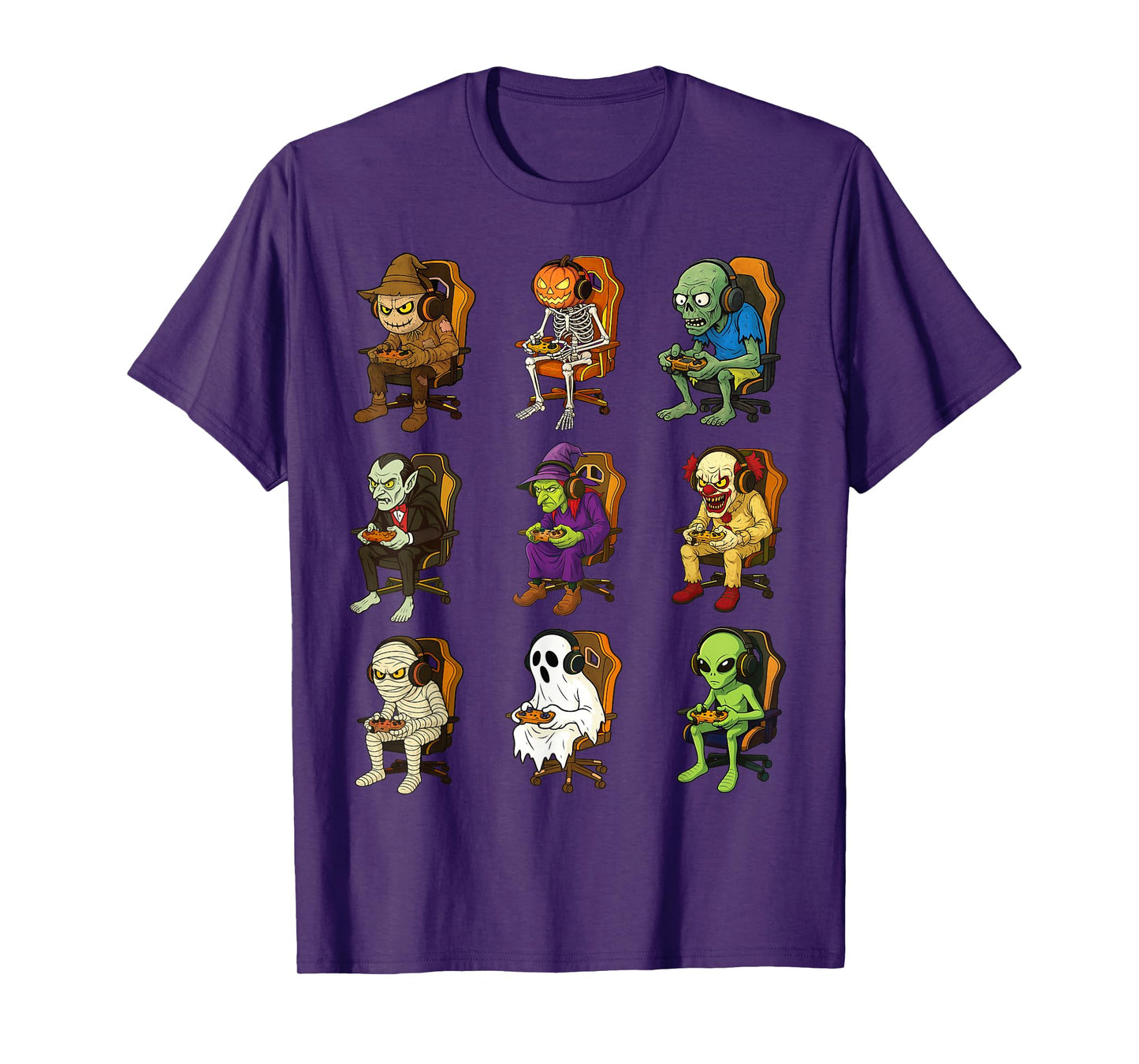 Gamer Halloween Zombie Vampire Witch Alien Scarecrow Gaming T-Shirt