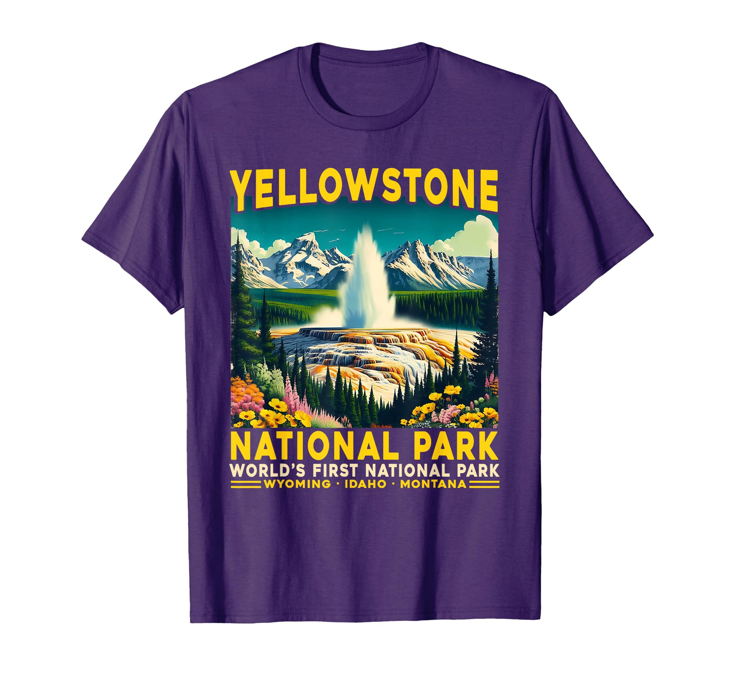 Yellowstone Road Trip 2025 National Park Retro Travel Art T-Shirt