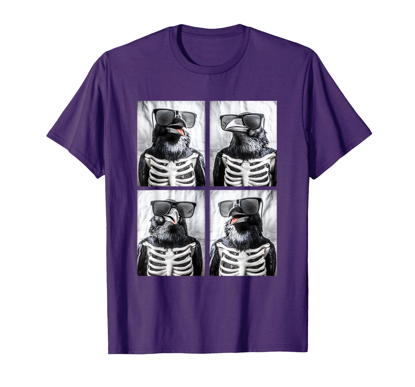 Gothic Crows with Sunglasses Skeleton Costume Goth Halloween T-Shirt