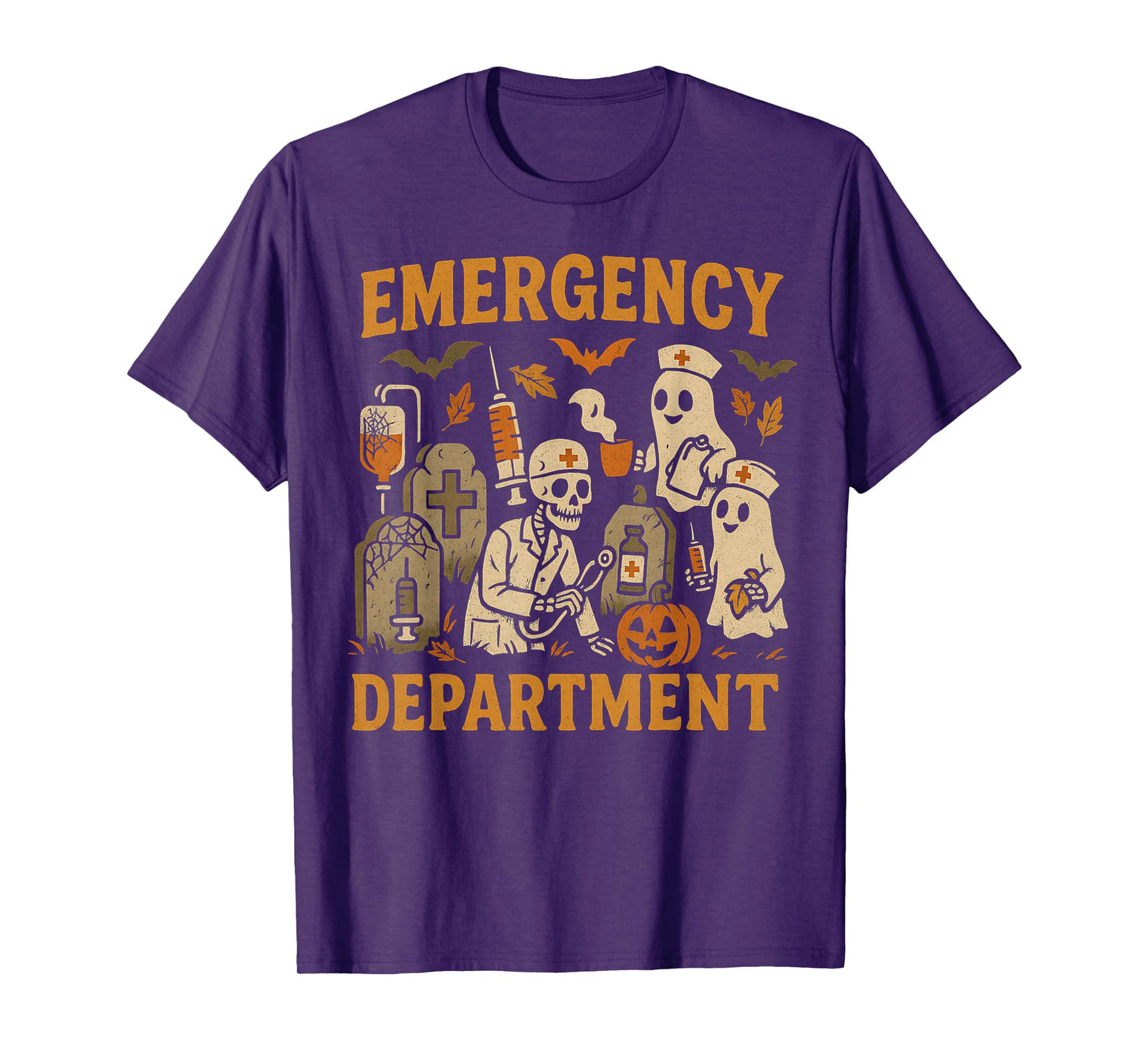 ER Nurse Squad Skeleton Ghost Emergency Department Halloween T-Shirt