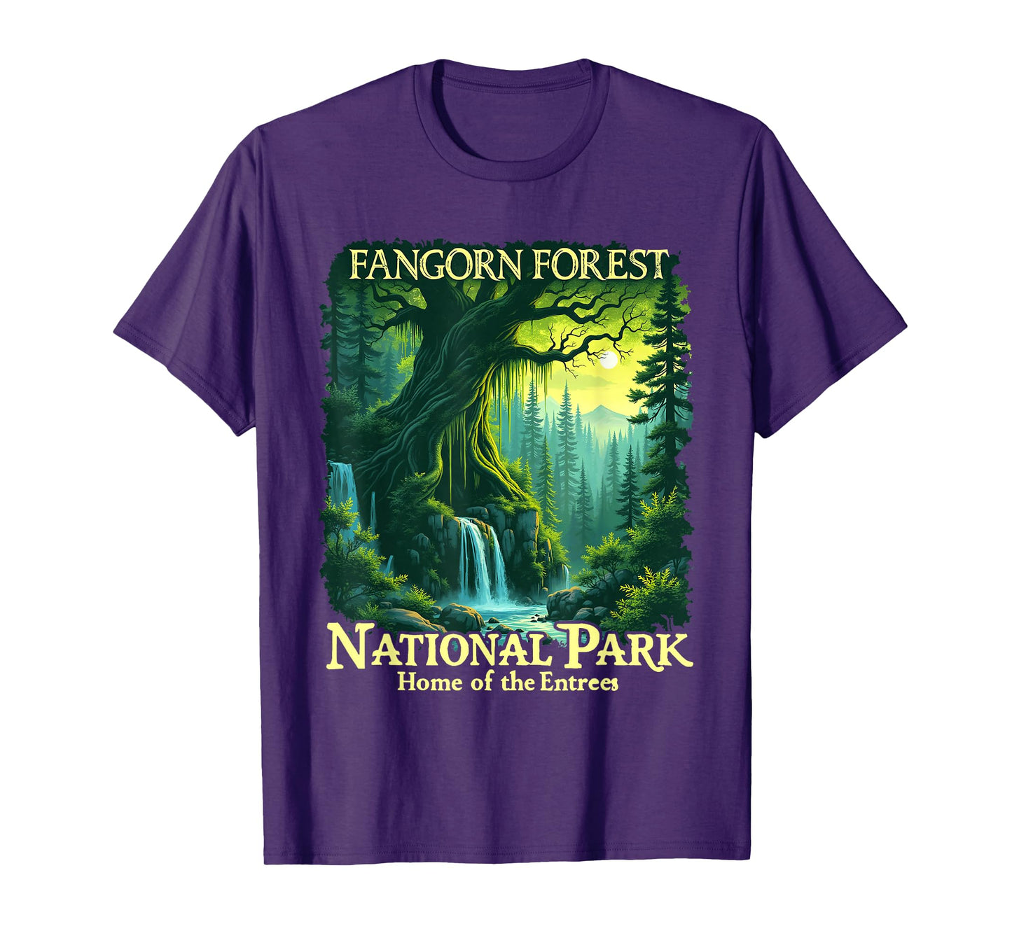 Mythical Forest Adventures Costume Fangorn Forest National Park Home of the Entrees Graphic T-Shirt - Unisex-Adult, Black, Small, Short Sleeve