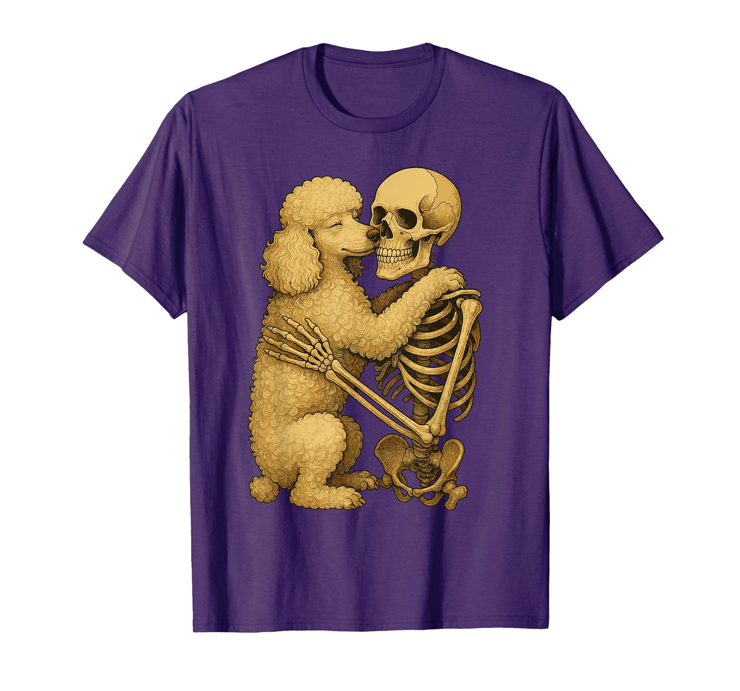 Skeleton Hugging Poodle T-Shirt