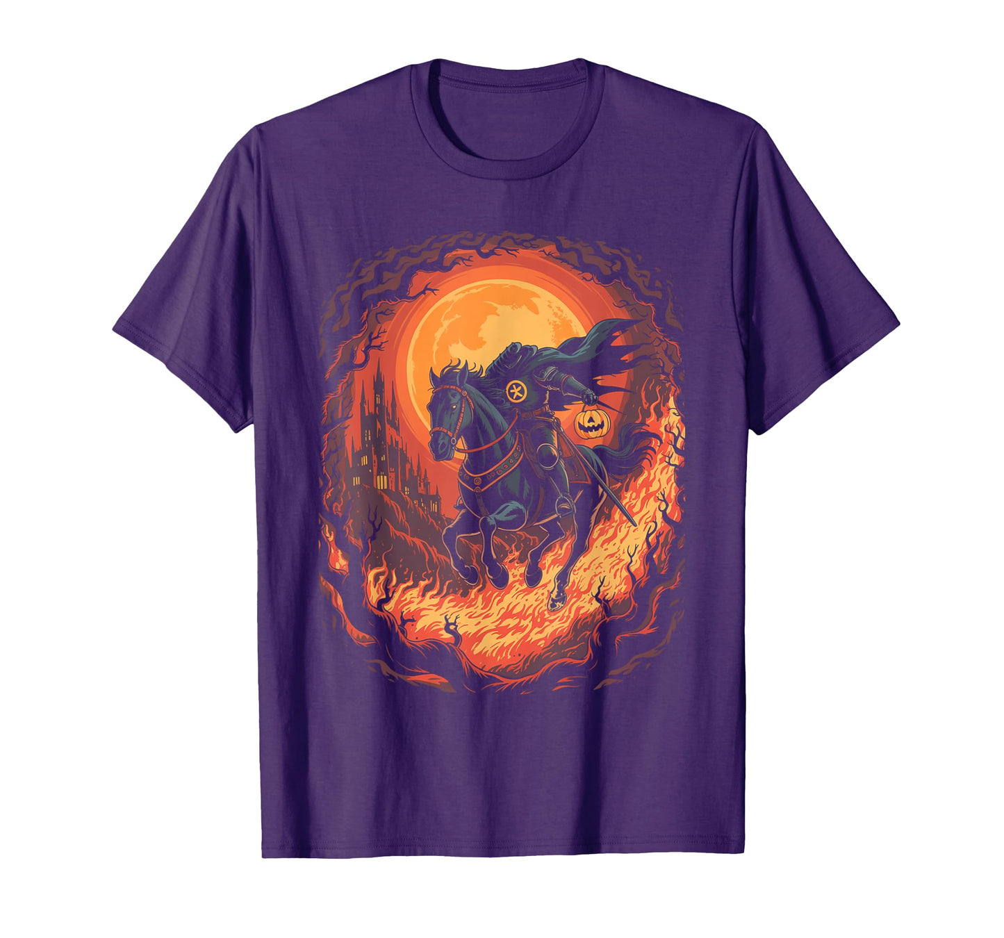 Scary Pumpkin Headless Horseman Halloween T-Shirt