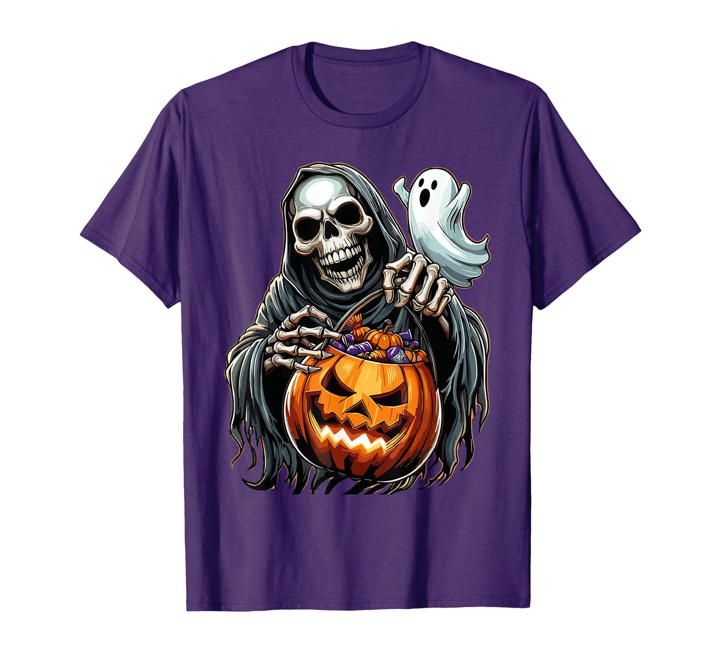 Scary Halloween Skeleton Ghost Spooky Candy Bag T-Shirt