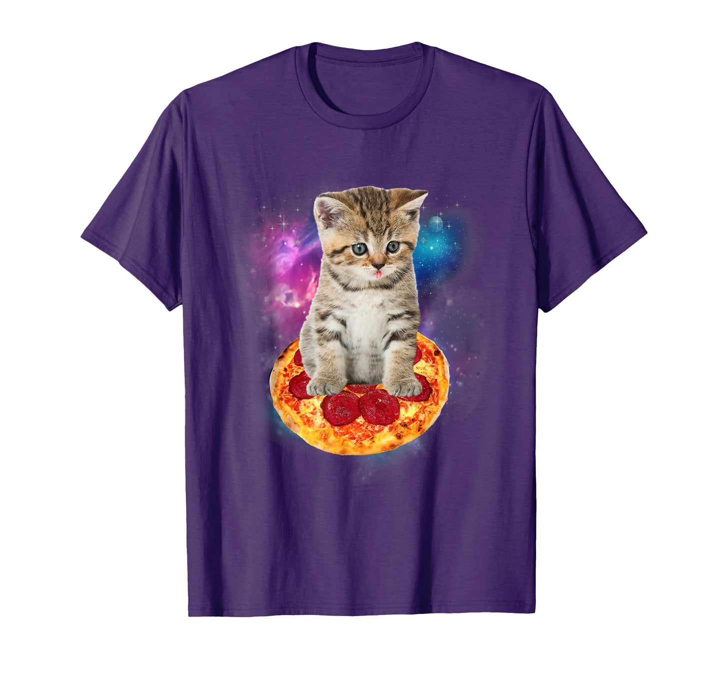 Funny Galaxy Cat Shirt | Space Cat Eat Pizza and Taco Shirt Men Women Kids T-Shirt