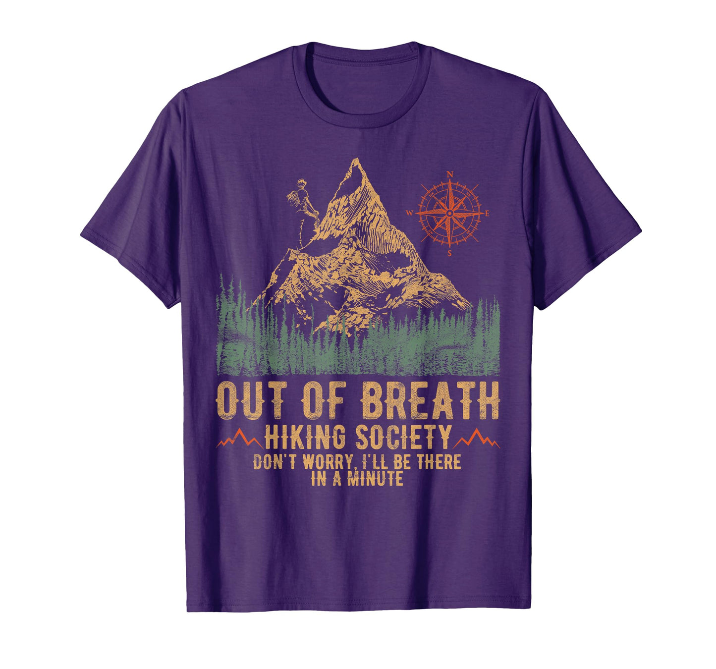 Out Of Breath Hiking Society Funny Mountain Climbing Hiker T-Shirt