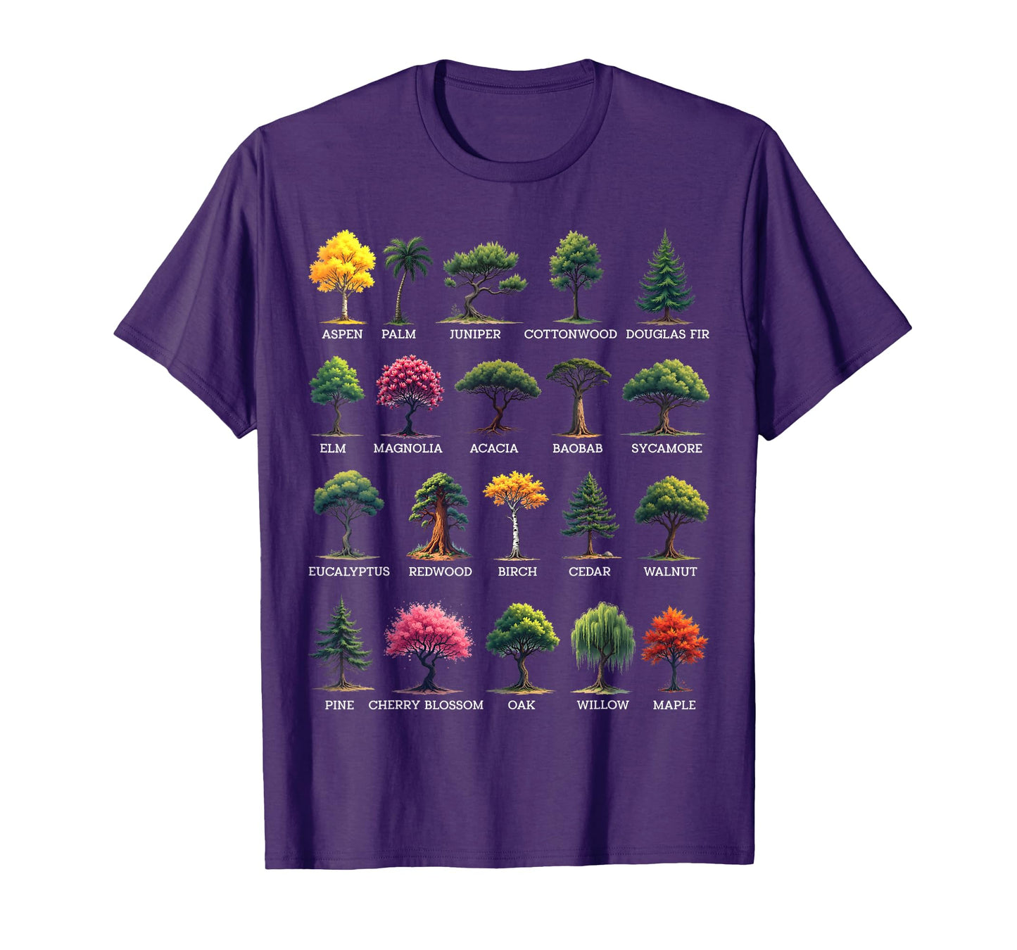 Types Of Trees Earth Day Nature Dendrology Environment T-Shirt