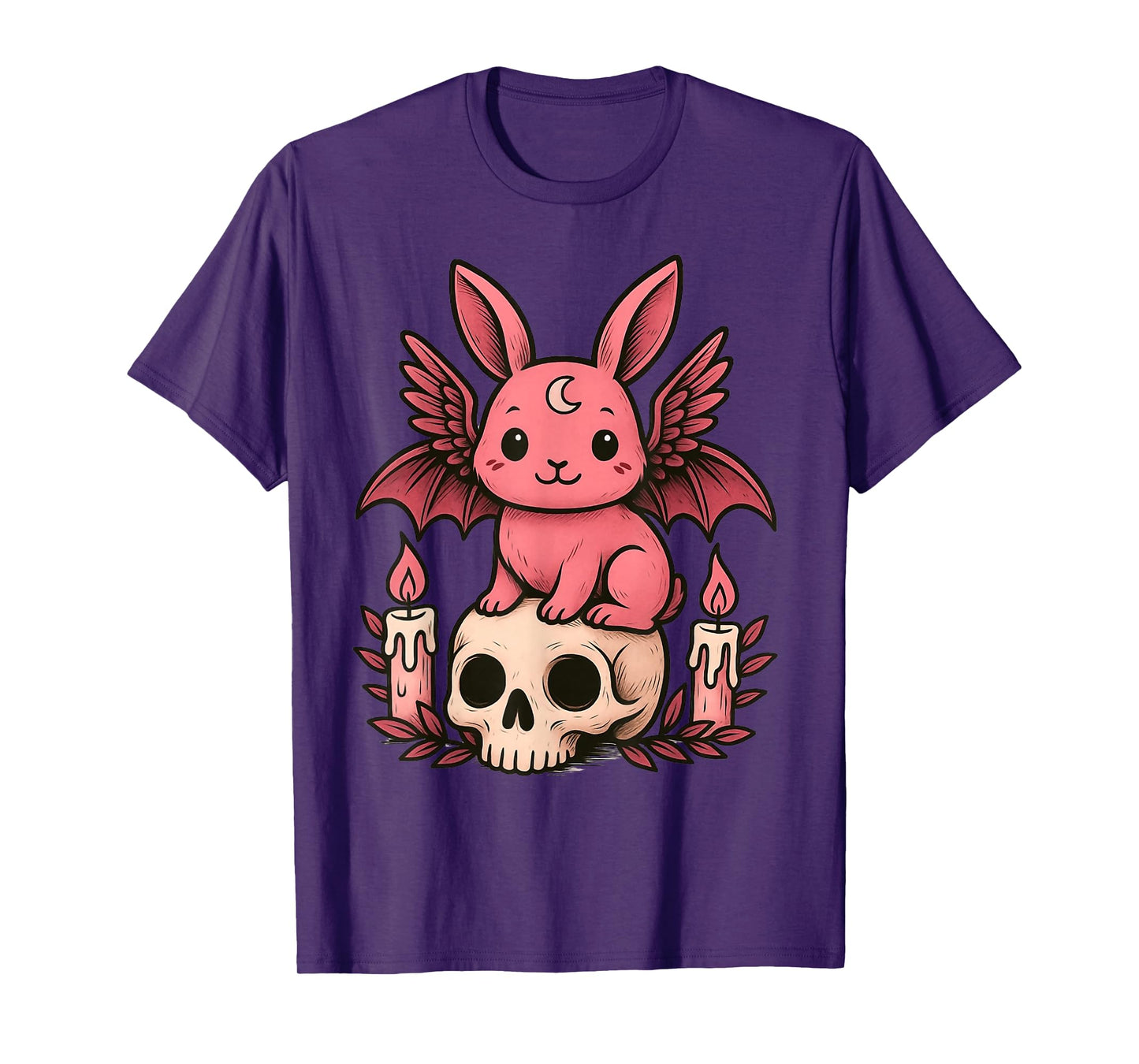 Kawaii Pastel Alt Goth Cute Creepy Rabbit Bat Skeleton Bunny T-Shirt