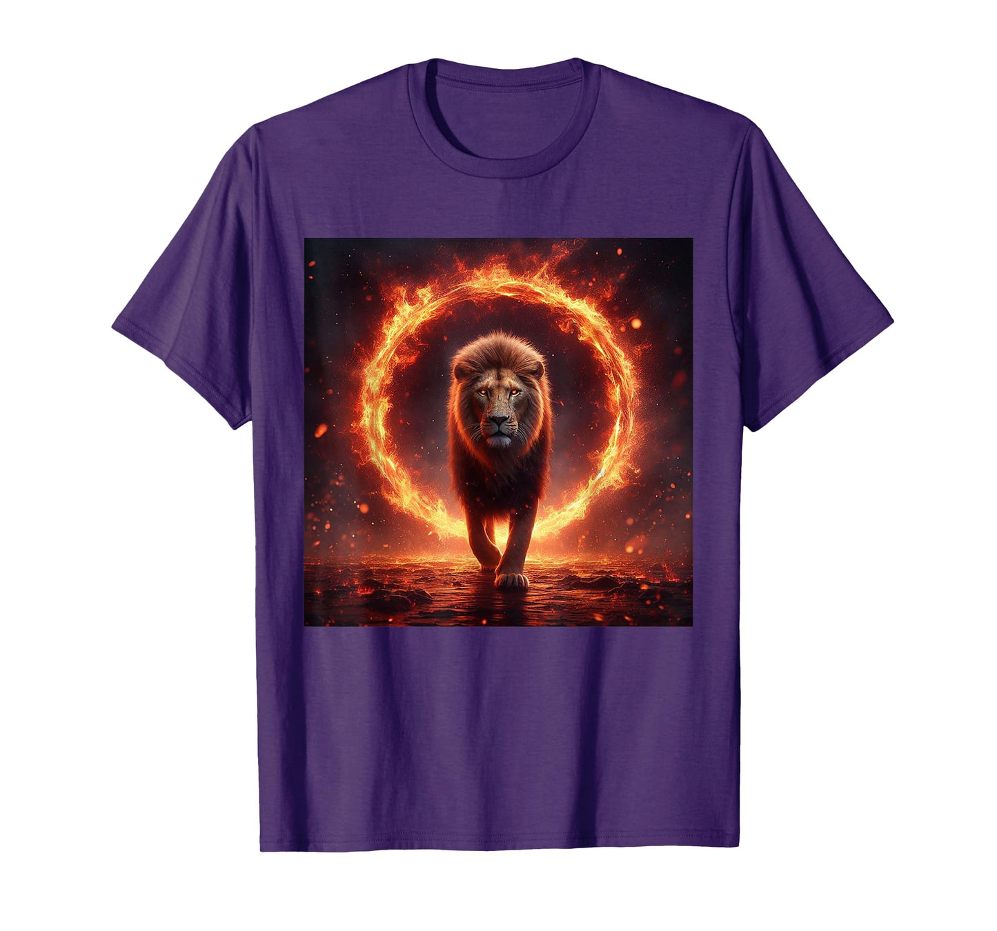 Safari Lion Walking Through Fire - Animal Big Cat Nature Men Women Girls Kids T-Shirt