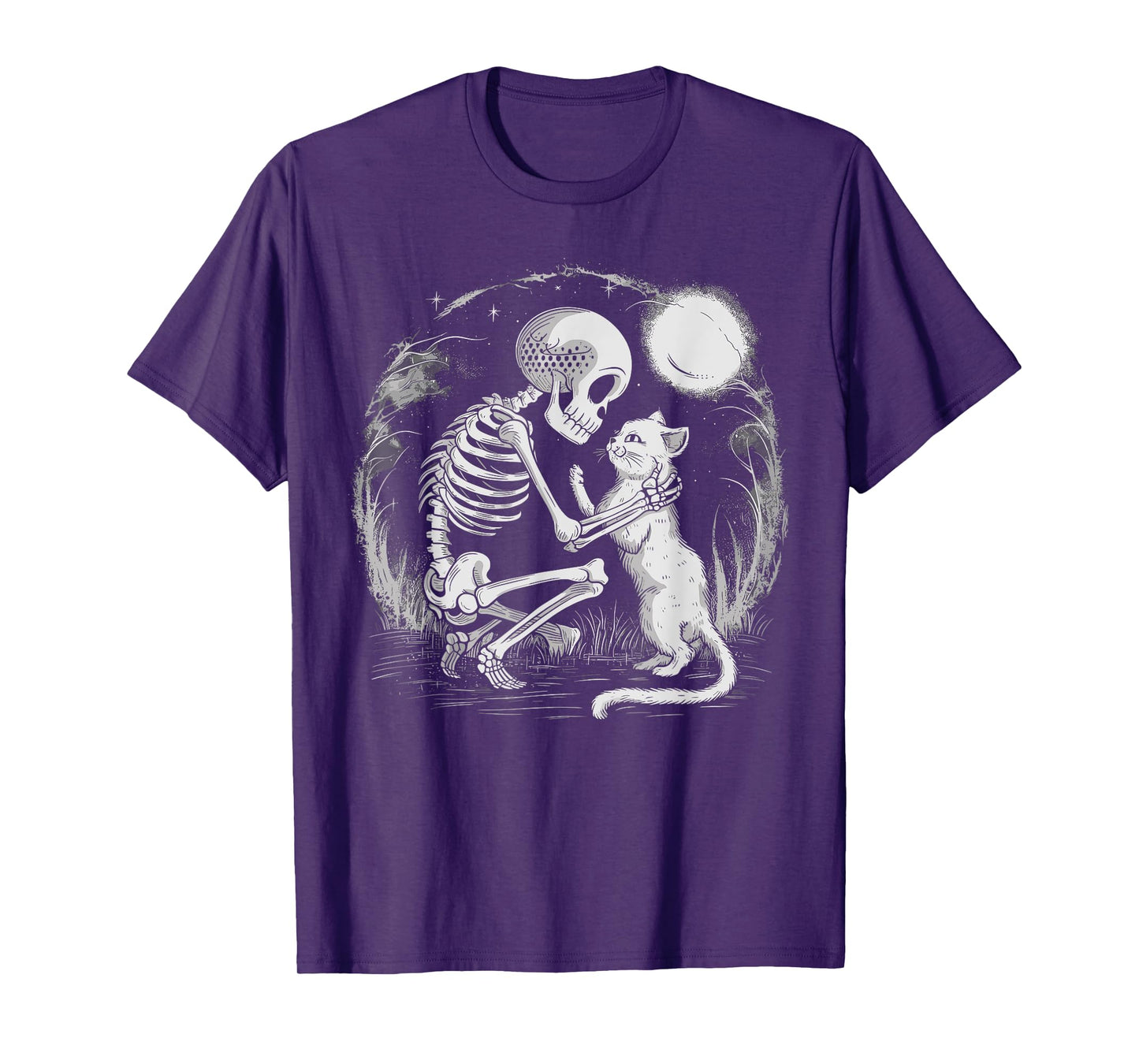 Skeleton Cat Skull Kitty Cute Goth Halloween Costume T-Shirt for Men Women Kids