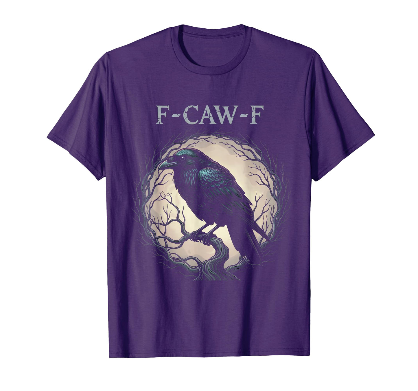 Funny F-Caw-F Crow Gothic Moon Humor Halloween T-Shirt