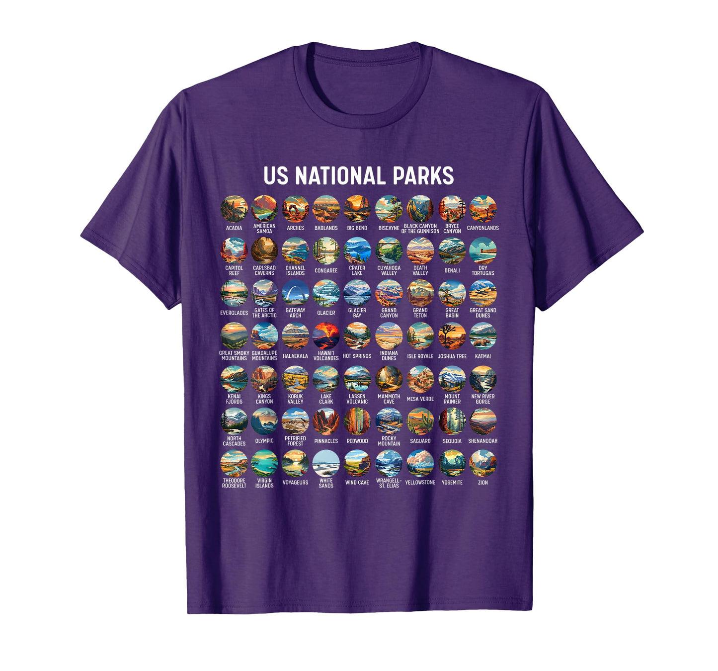 All US National Park Checklist Bucket List Of National Parks T-Shirt