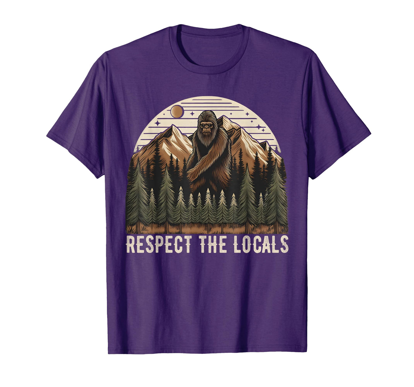 Vintage Respect the Locals Hiking Camping Climbing Bigfoot T-Shirt