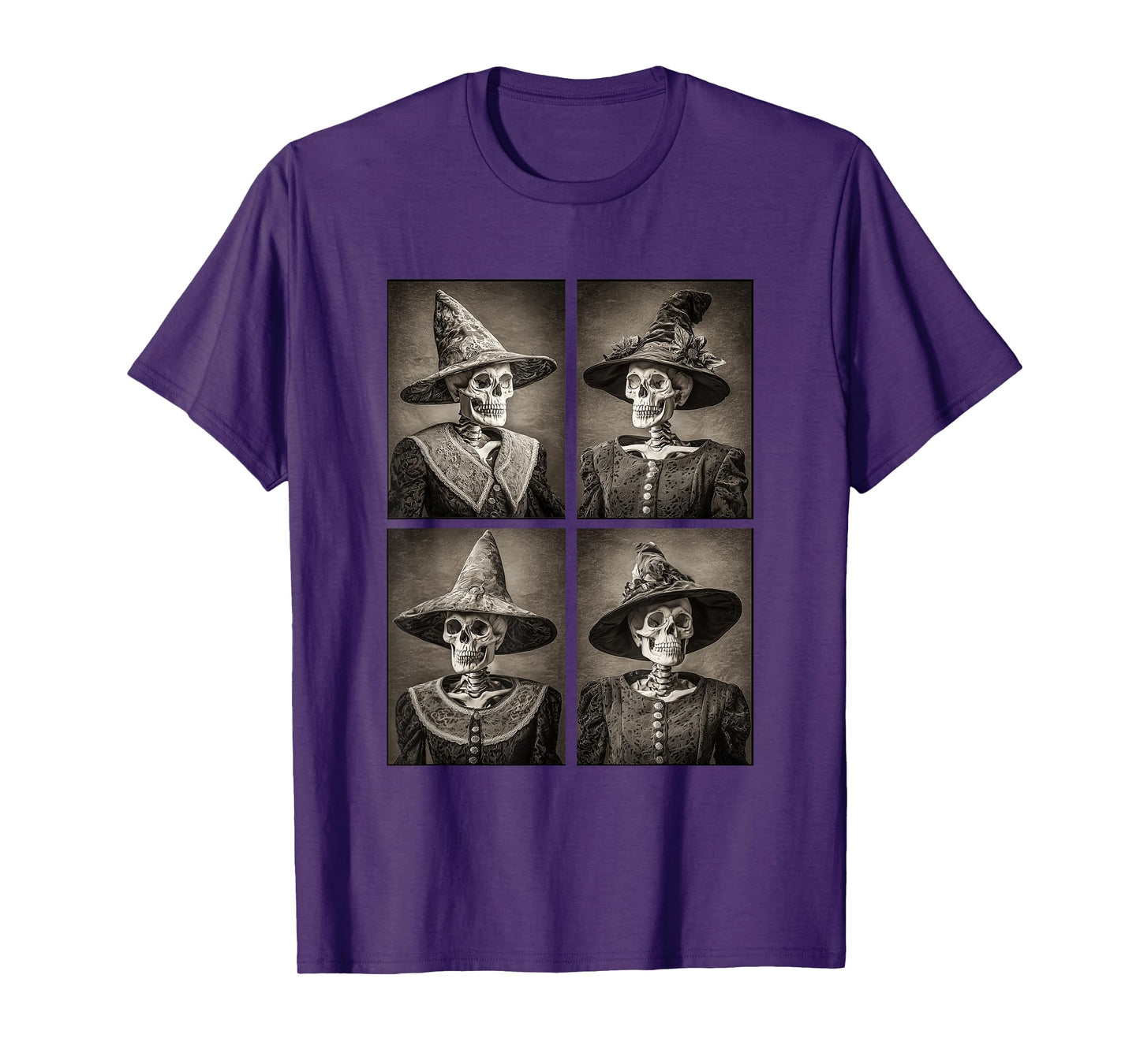Vintage Witch Skeletons Funny Halloween Gothic Witches Goth T-Shirt