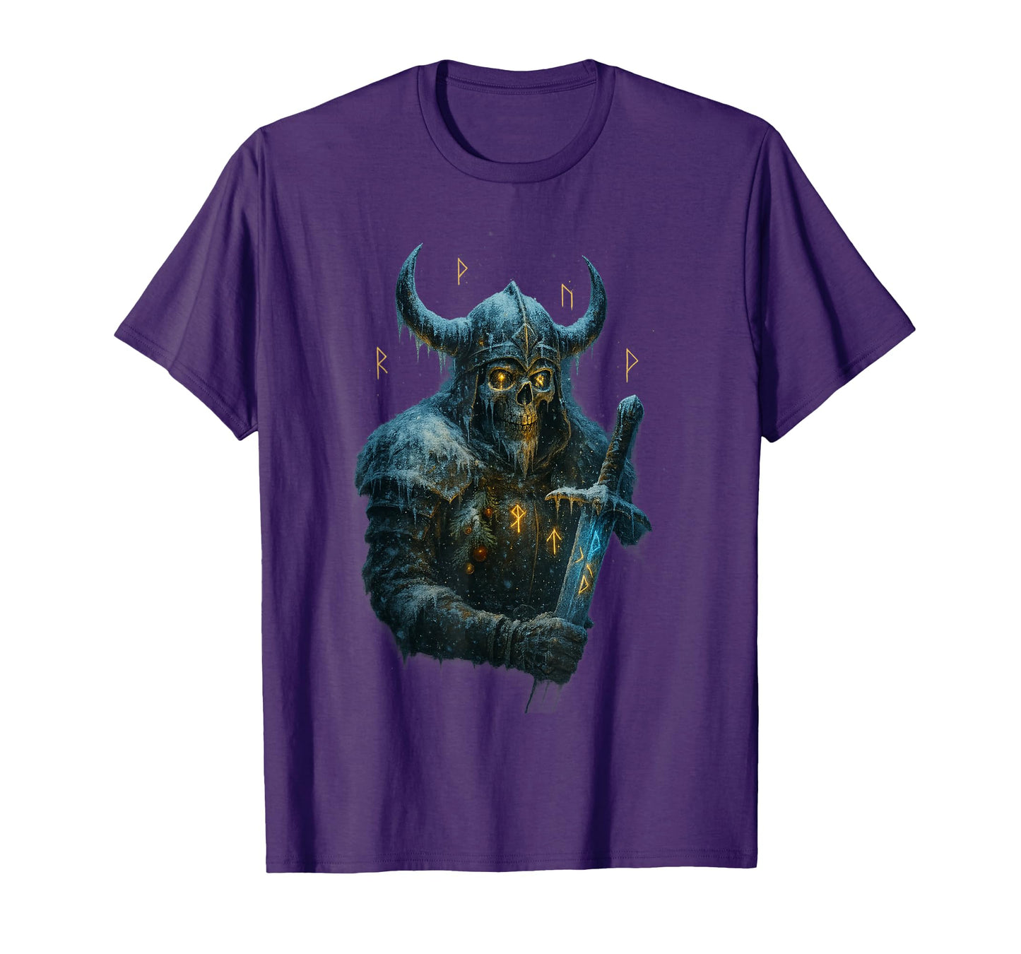 Viking Christmas Skeleton with Runes Design T-Shirt