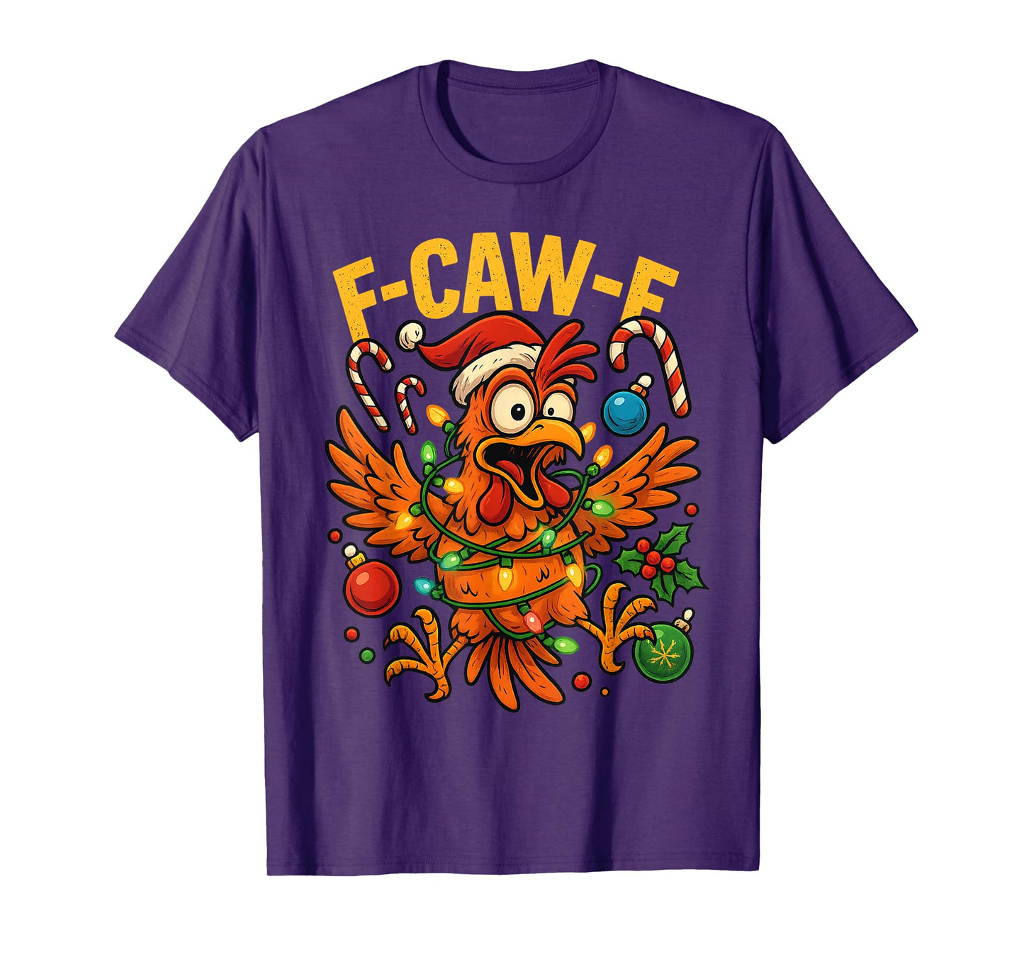 Funny Christmas F-Caw-F Chicken Rooster Meme Adult Humor T-Shirt