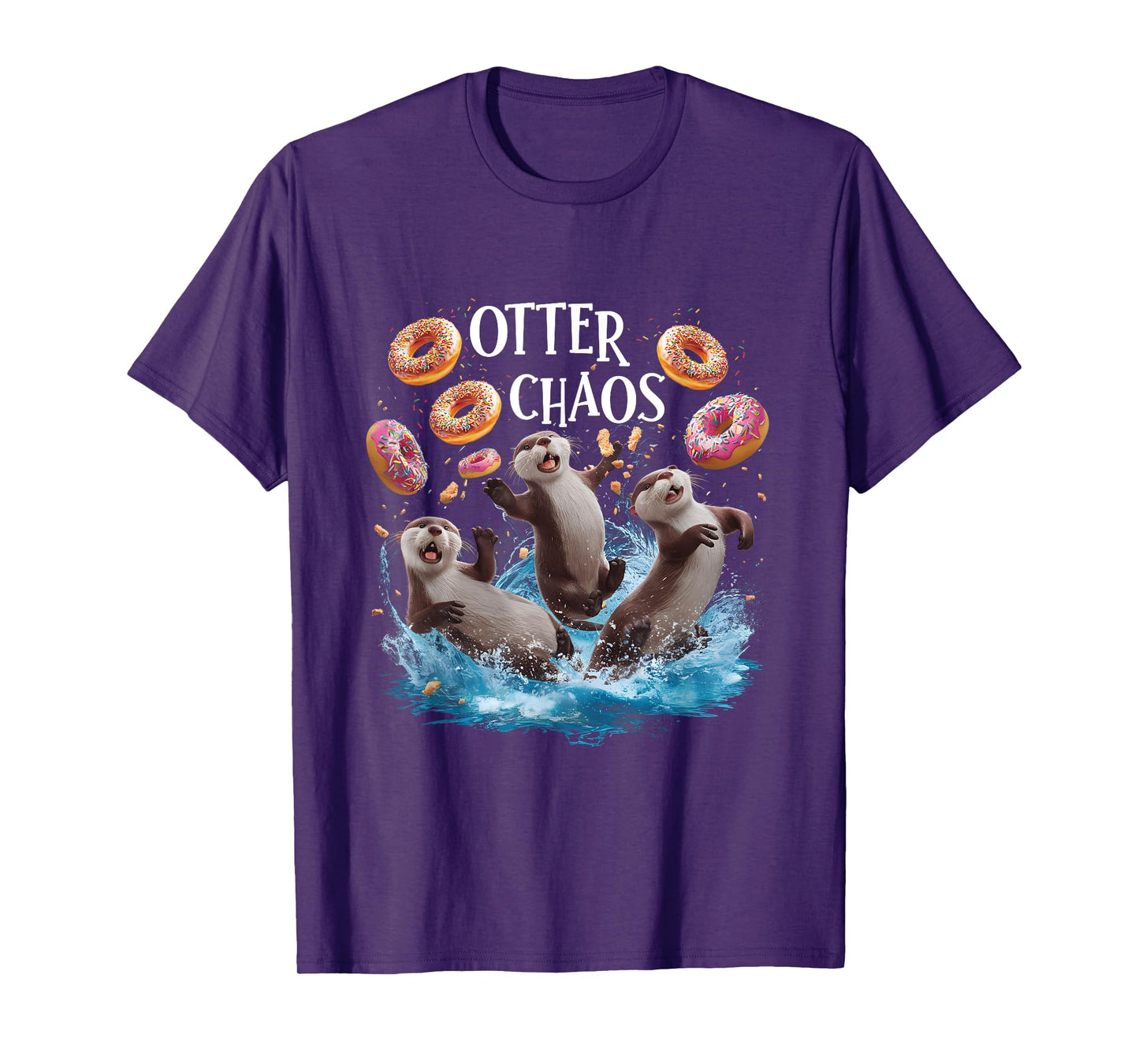 Otter Chaos Funny Bagel Fighting Sea Otters Pun Animal Lover T-Shirt