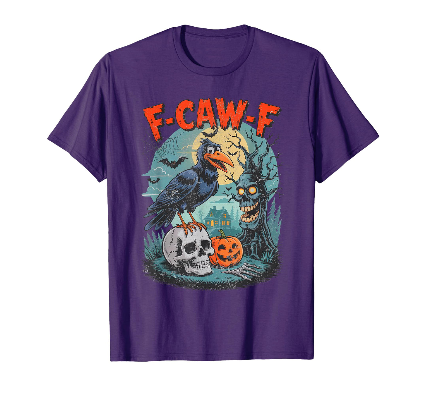 Funny Raven Black Crow Spooky Halloween Season Vibes F-Caw-F T-Shirt