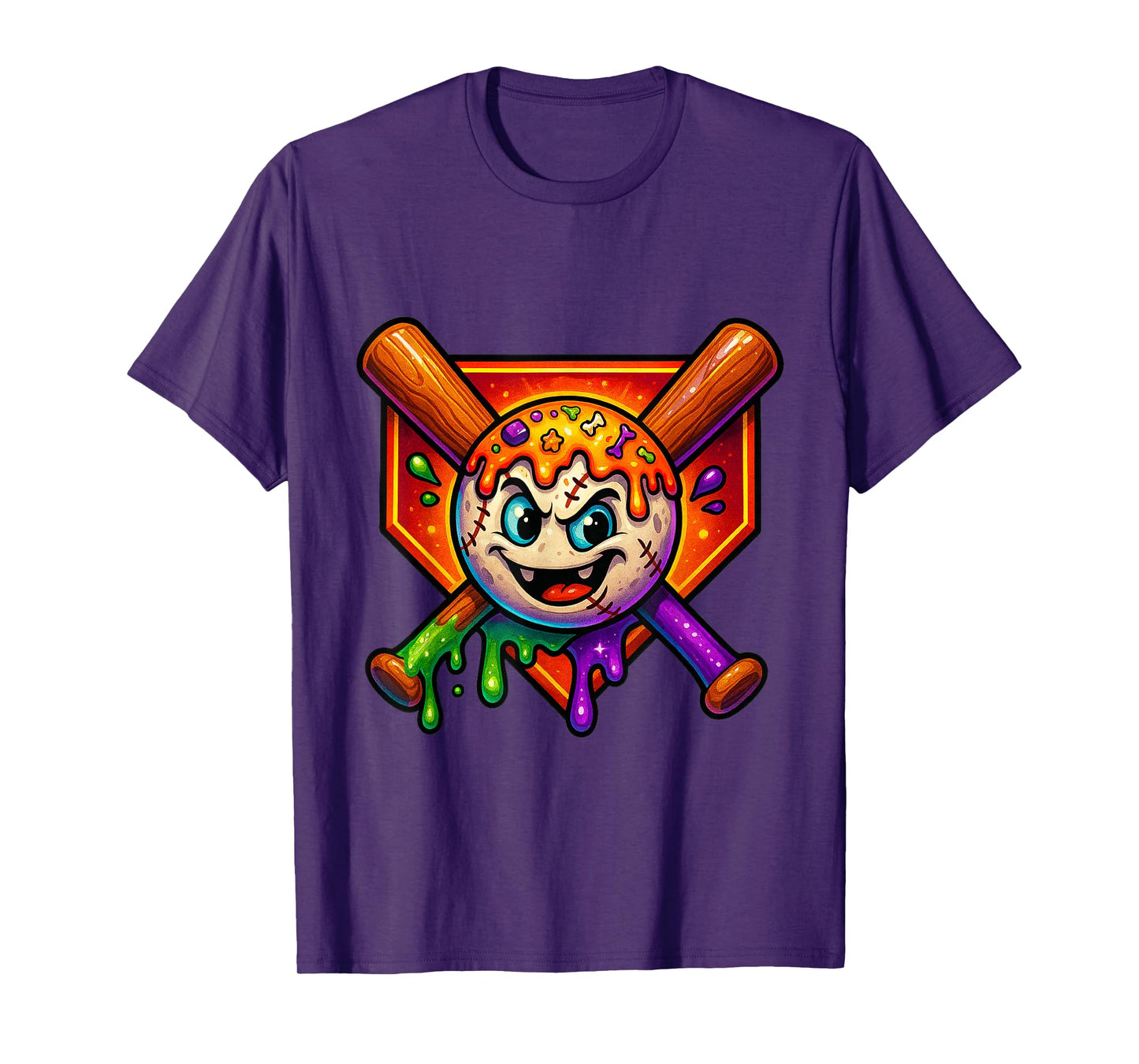 Halloween Drip Baseball Costume Scary Ice Cream Ball Men Kid T-Shirt
