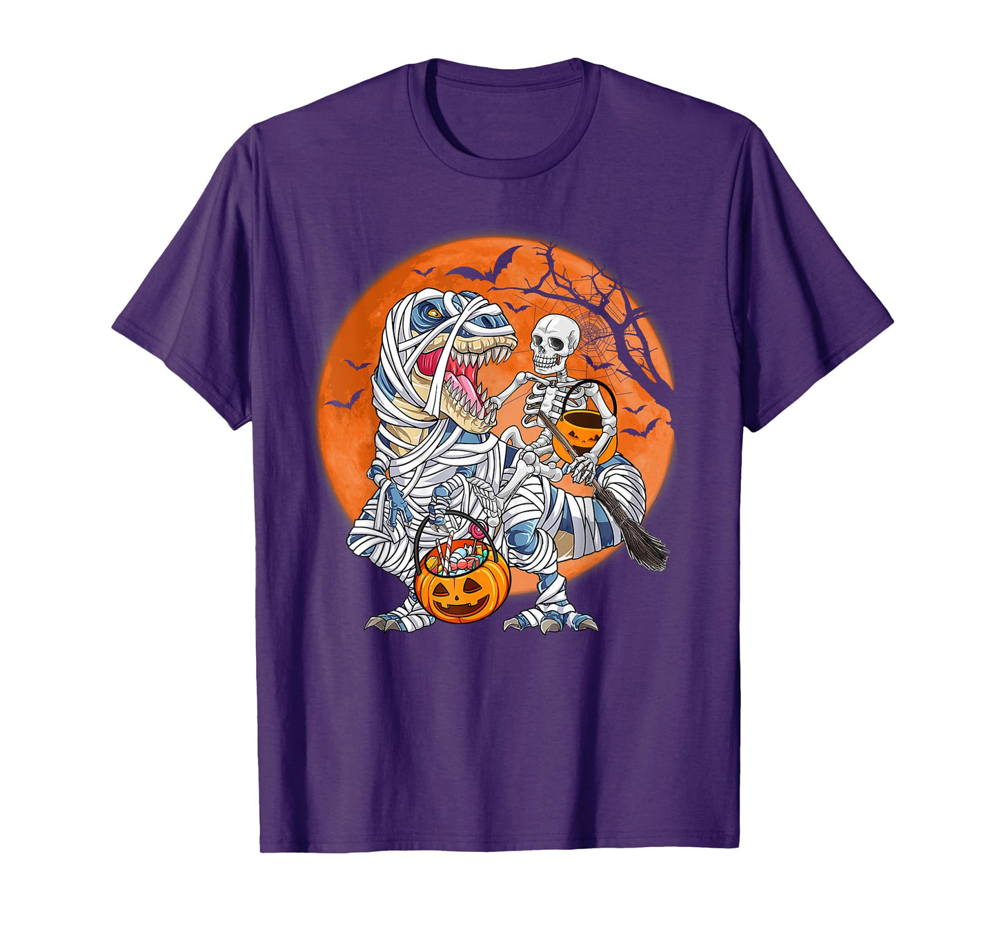 Halloween Tee for Boys Men Dinosaur Mummy Pumpkin Funny T-Shirt