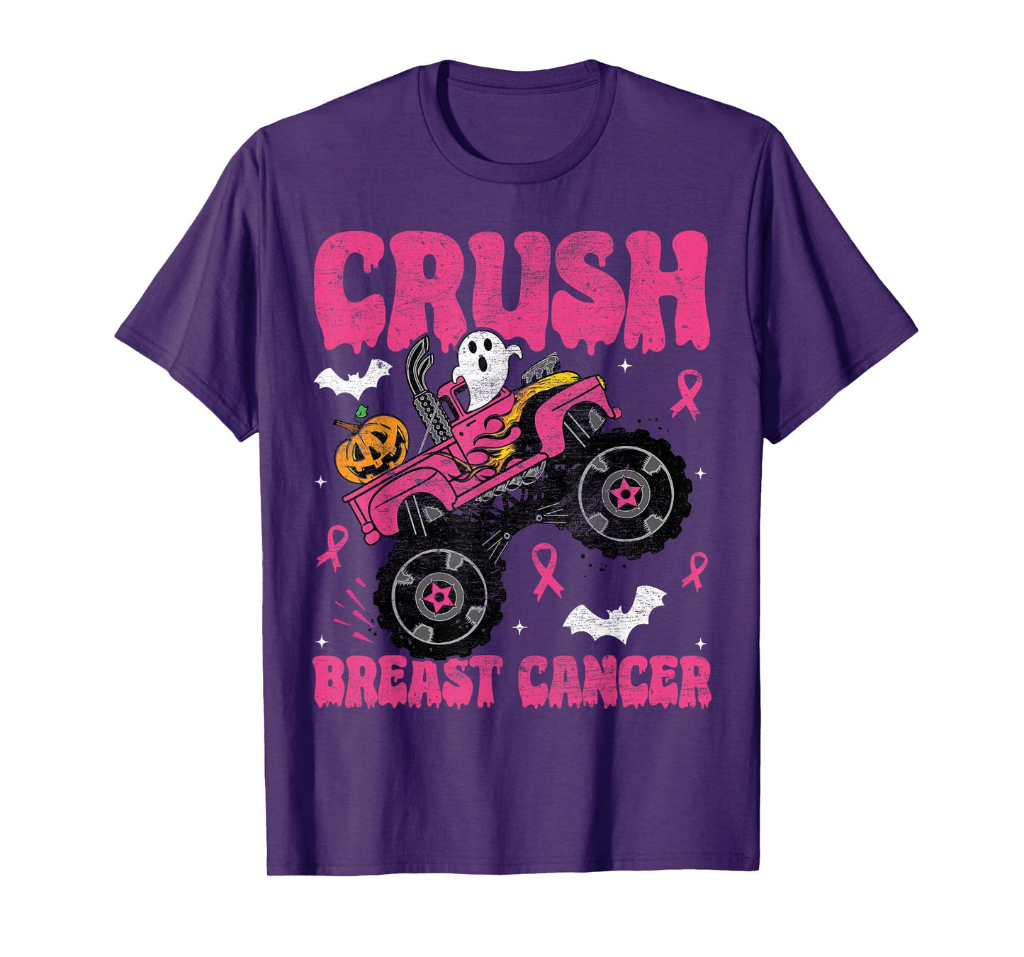 Crush Breast Cancer Awareness Monster Truck Halloween kids T-Shirt