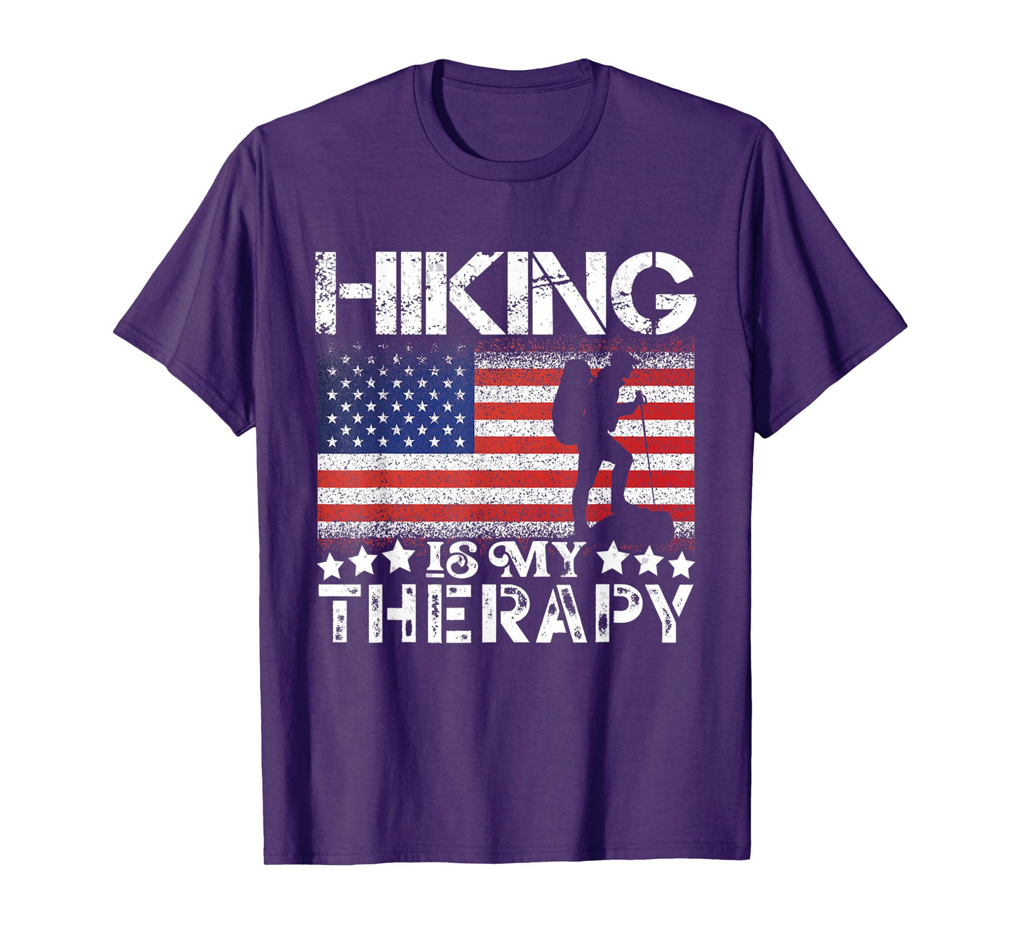 Patriotic Flags Hiking is My Therapy Tee Hiking Lovers USA T-Shirt