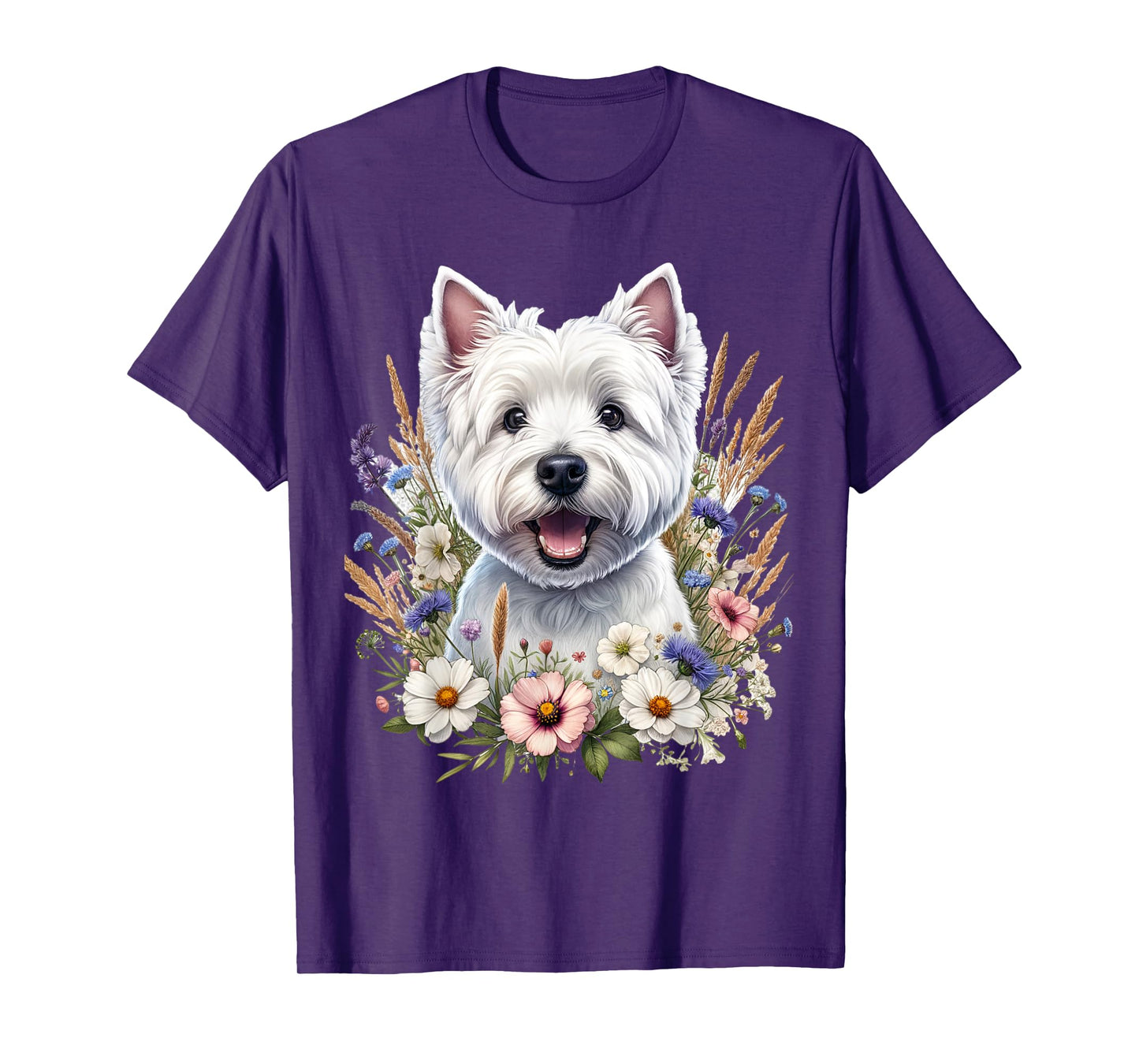West Highland White Terrier Westie Dog Summer Wildflowers T-Shirt