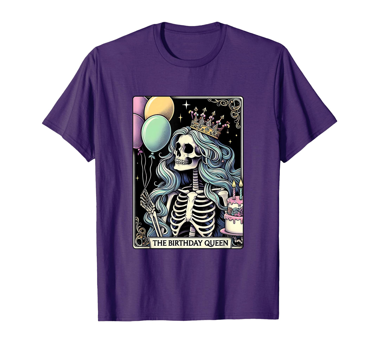Birthday Queen Tarot Card Cute Gothic Skeleton Women Girls T-Shirt