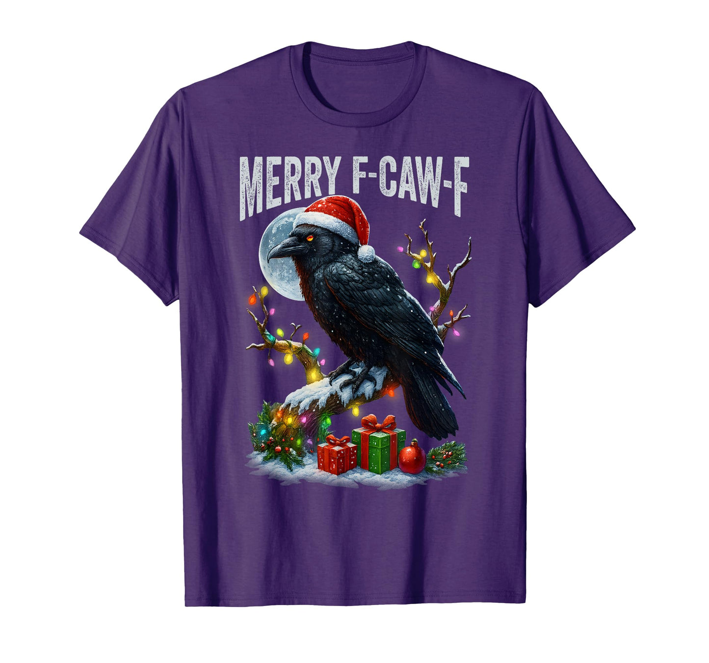 Merry F-Caw-F Funny Christmas Black Crow Merry Xmas F-Caw-F T-Shirt