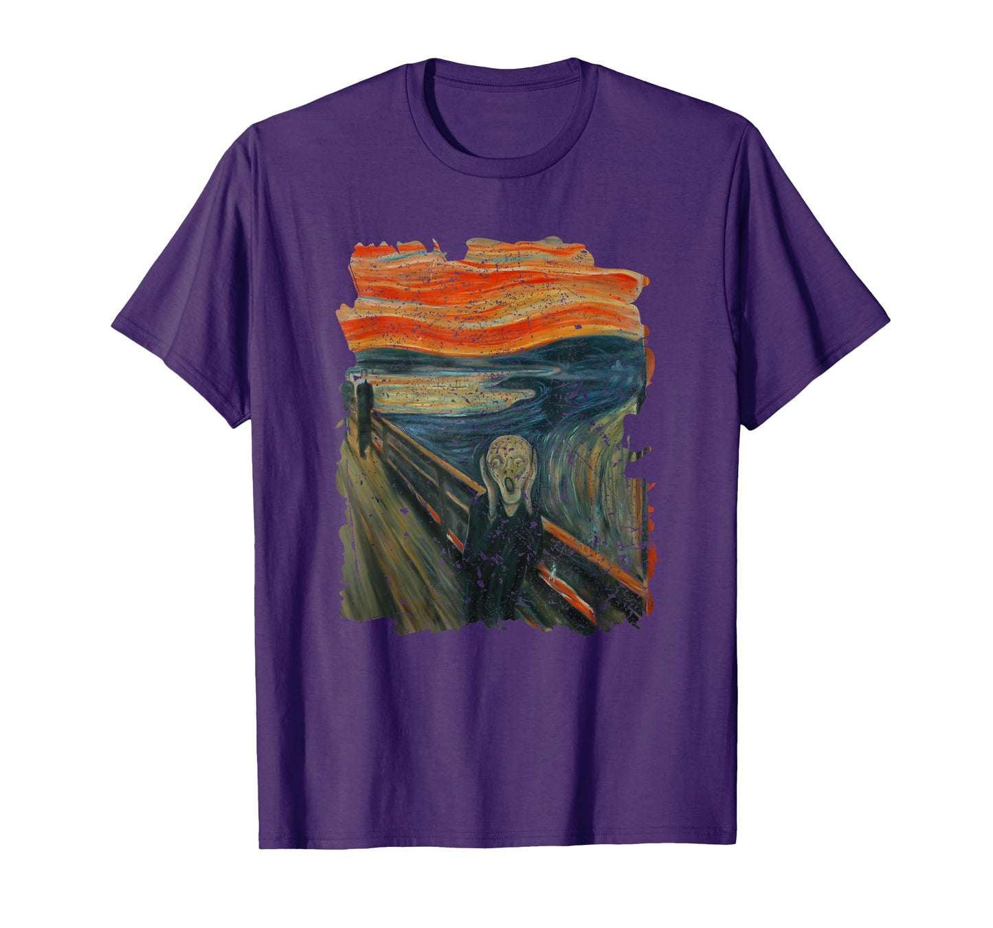 Cool illustration The Scream Famous Painting Distressed T-Shirt