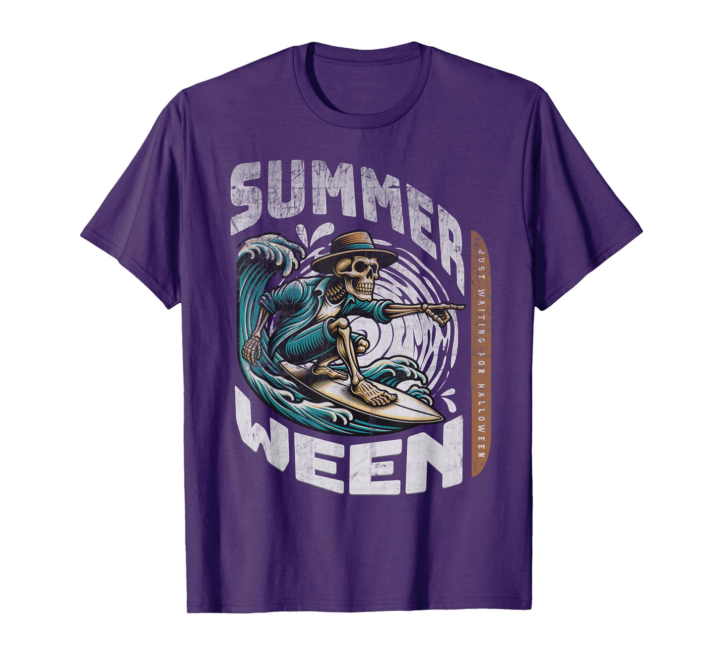 Summerween Halloween Skeleton Summer Vibes Surfing Ghost Men Women Kids T-Shirt