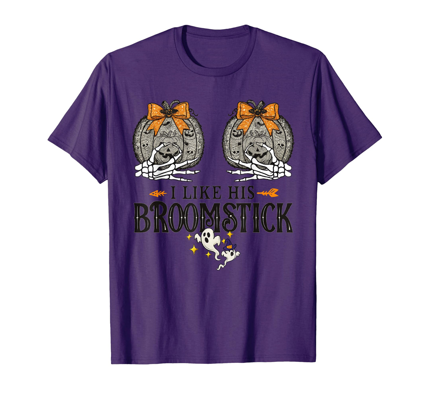 I Like His Broomstick He Likes My Pumpkins Couples Halloween T-Shirt
