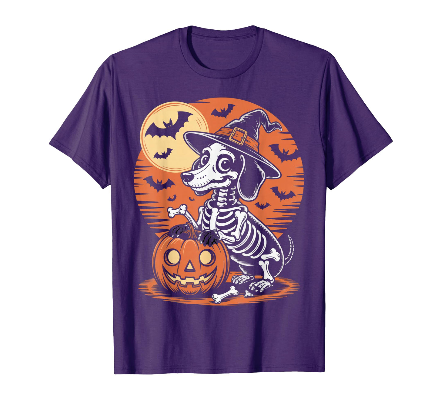 Funny Halloween Dog Skeleton Design Spooky Haunted Pet Lover T-Shirt