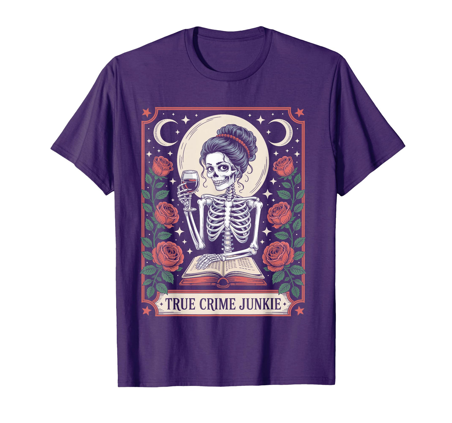 True Crime Junkie Skeleton Tarot Design T-Shirt