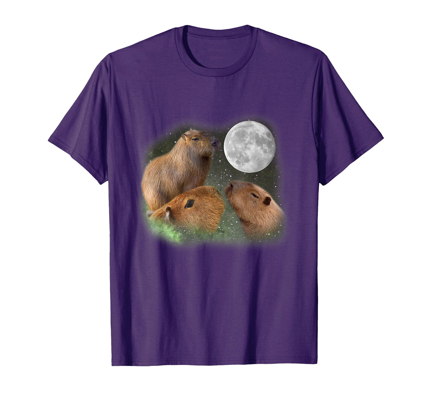 Three Moon Capybaras T-Shirt. Funny Cute Animal Parody Tee T-Shirt