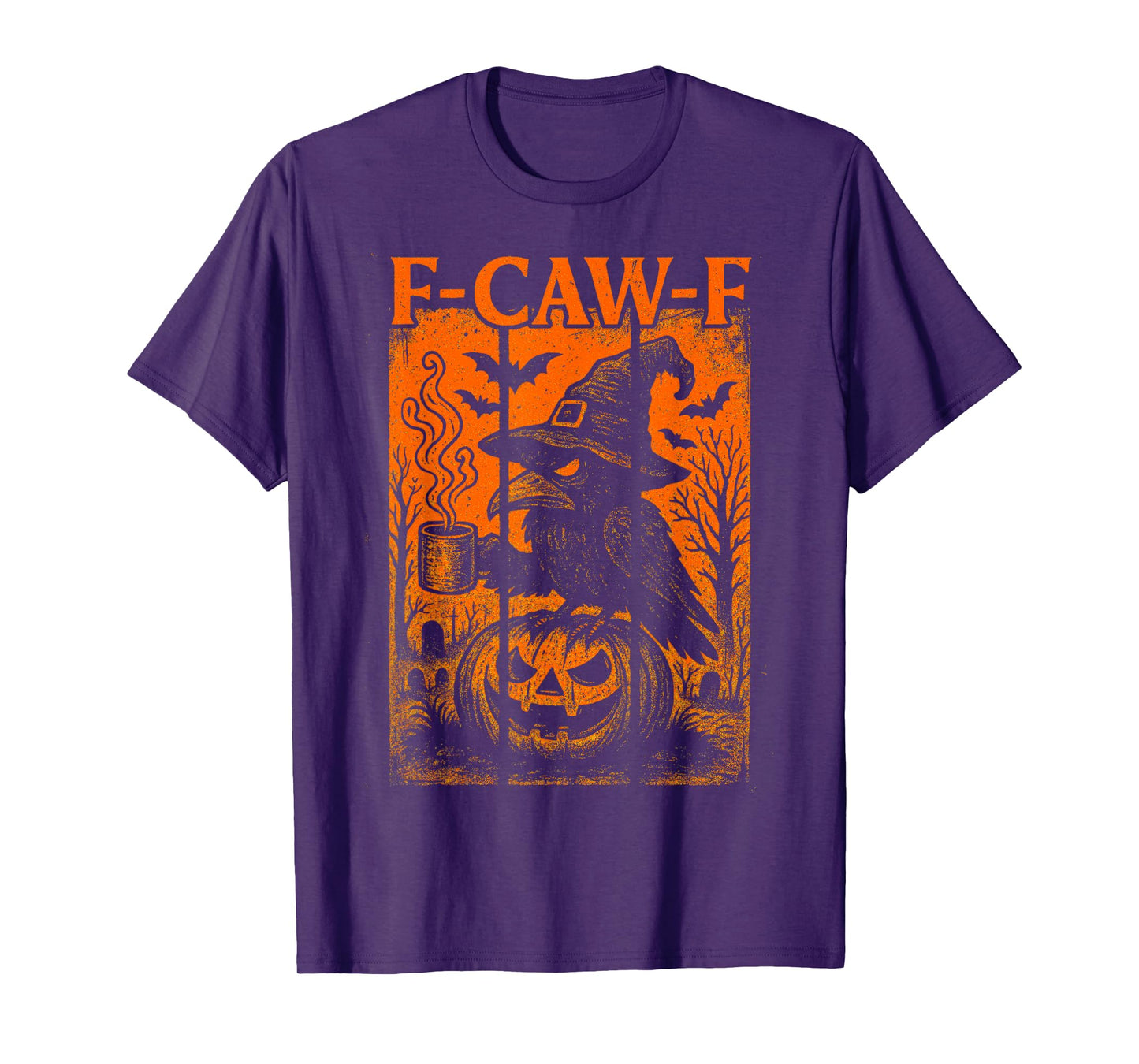 Funny F-Caw-F Raven Black Crow Spooky Season Halloween Retro T-Shirt