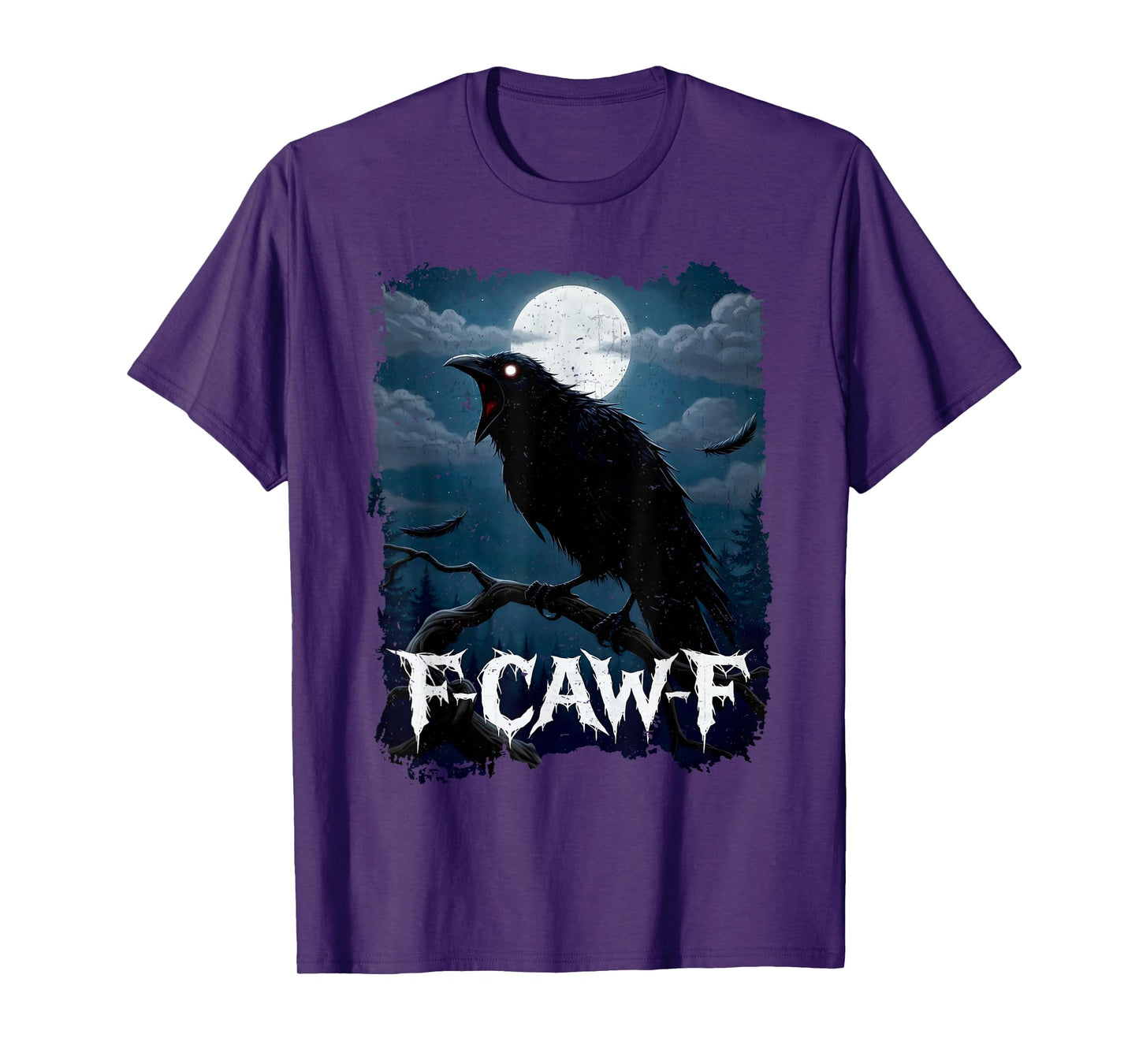 Funny Crow F-CAW-F Graphic Gothic Black Raven Moon Halloween T-Shirt