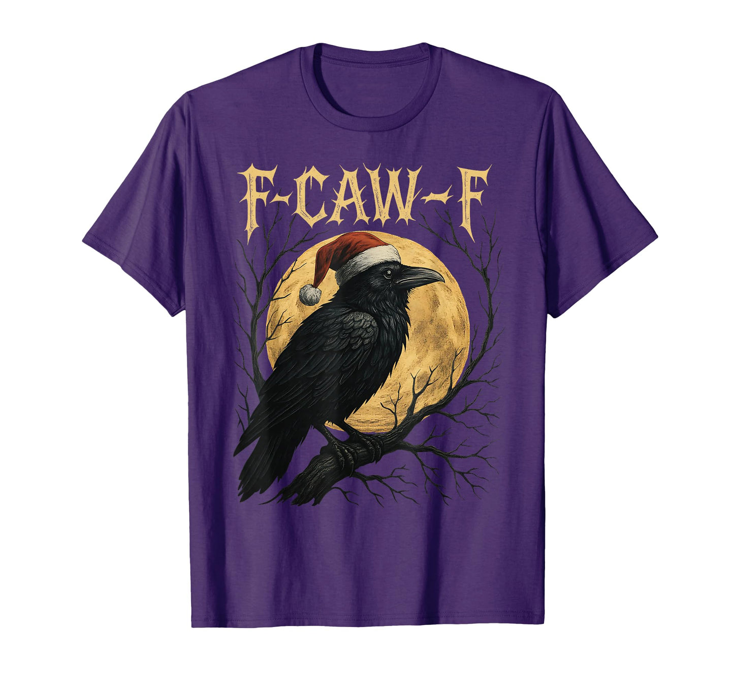 Funny Crow F-CAW-F Black Bird Gothic Christmas Santa Hat T-Shirt