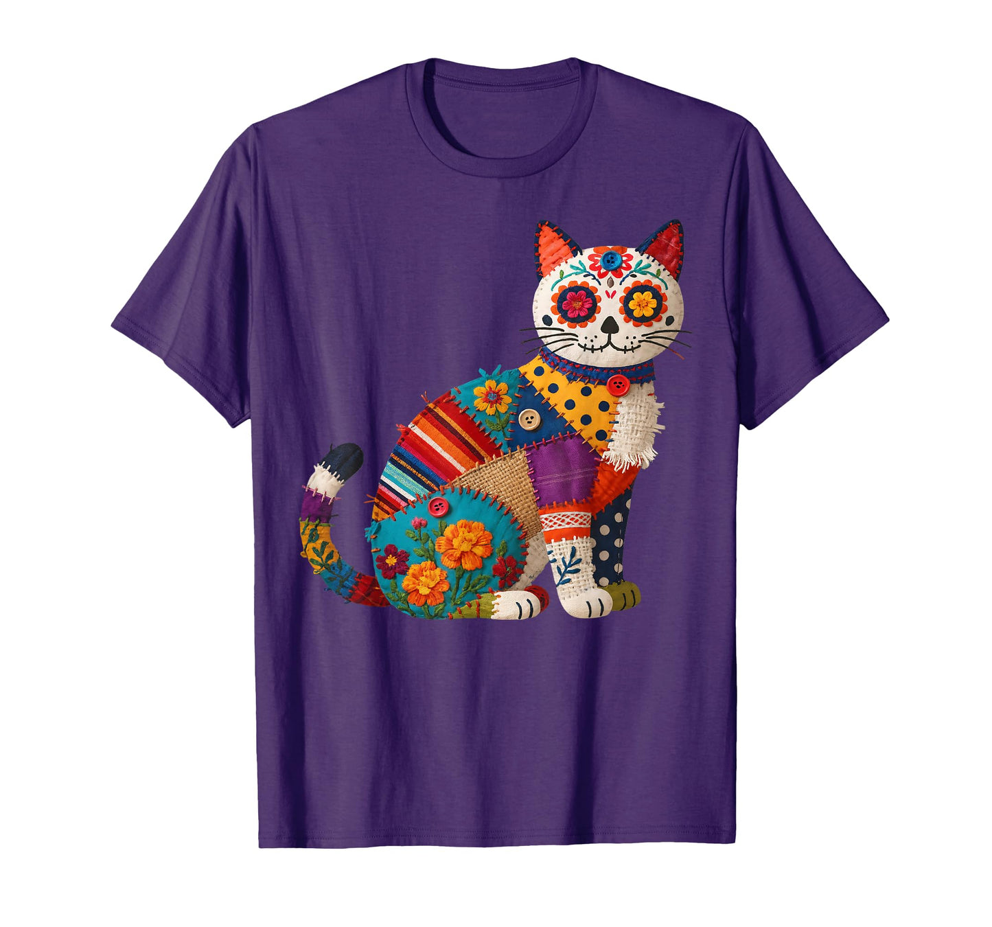 Dia De Los Muertos Cinco De Mayo Cat Sugar Skull Men Women T-Shirt