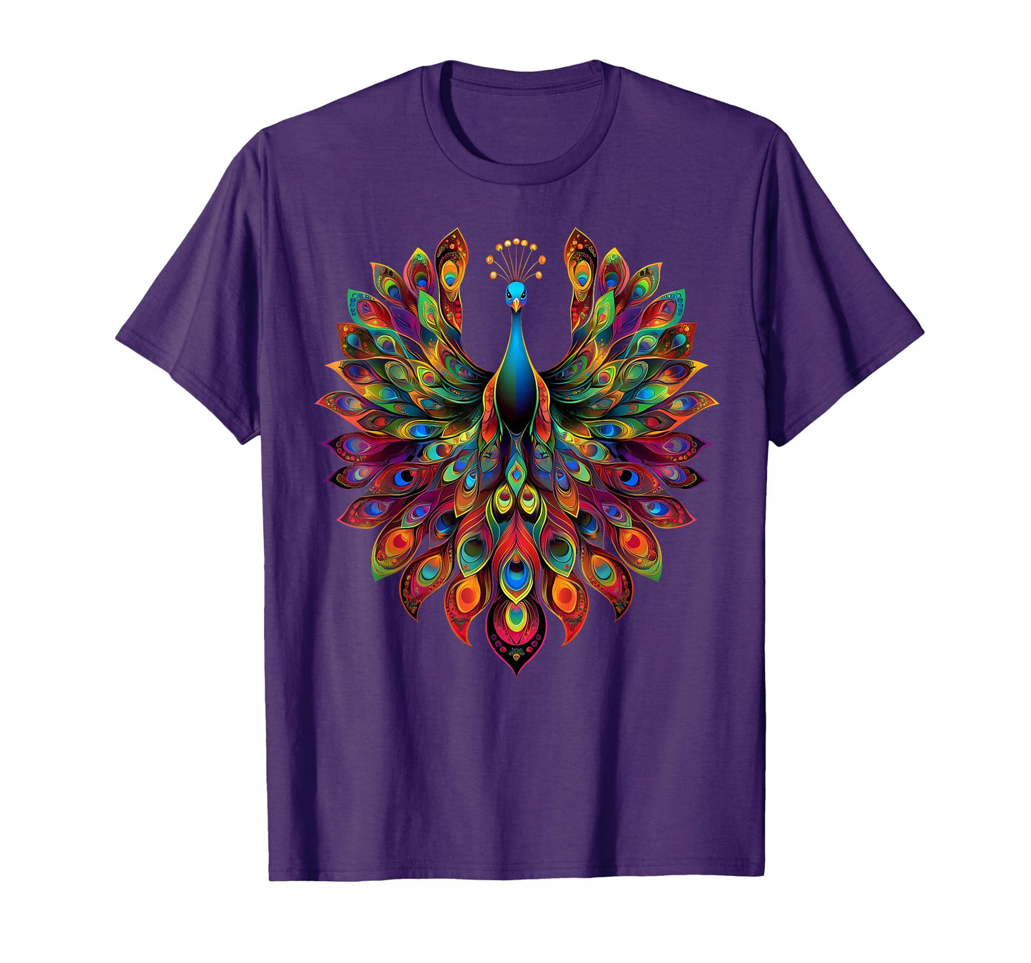 Colorful Peacock Cute Peafowl Bird Lover Men Women Black T-Shirt