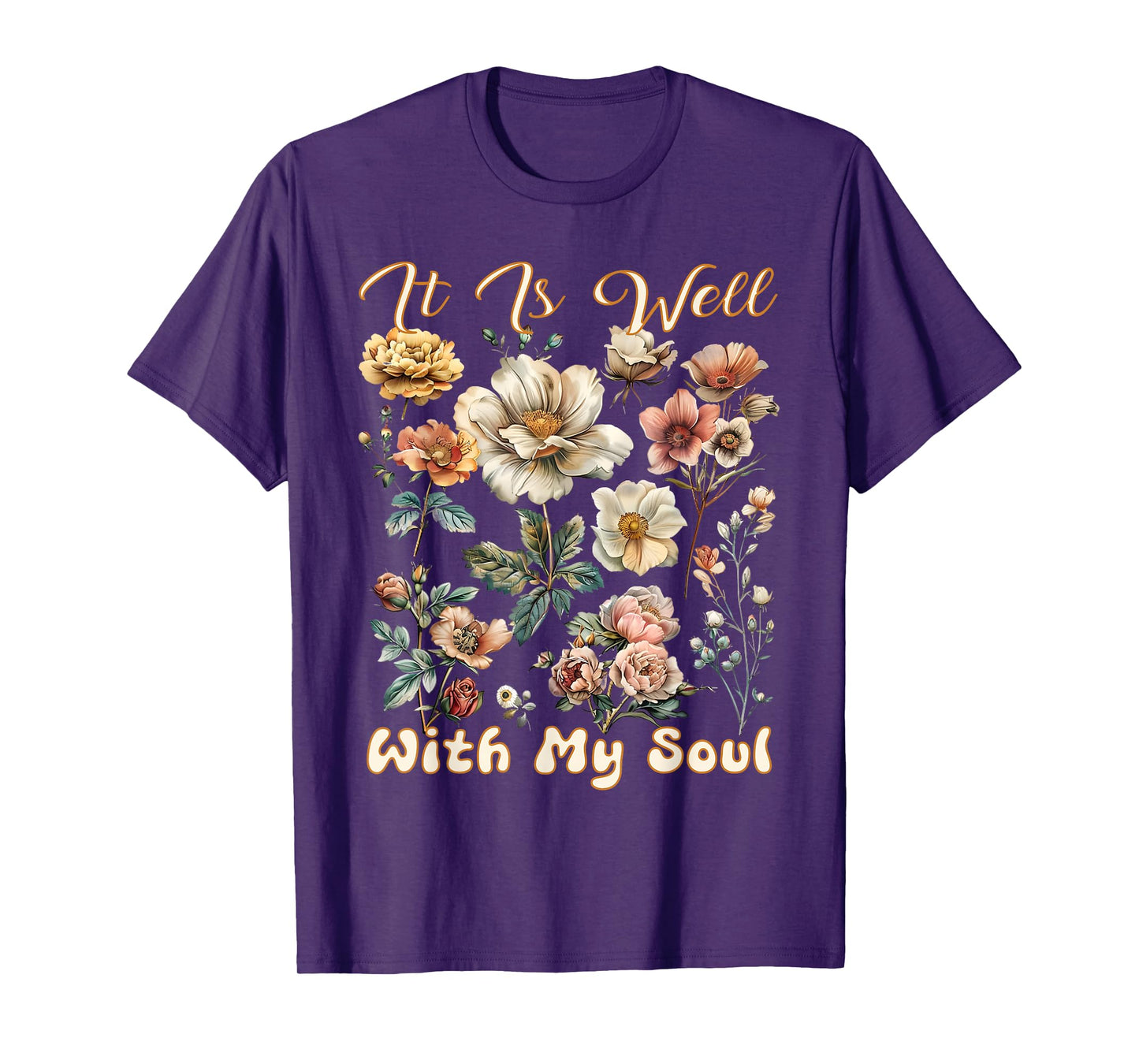 It Is Well With My Soul Inspired Faith Bible Wildflower Boho T-Shirt