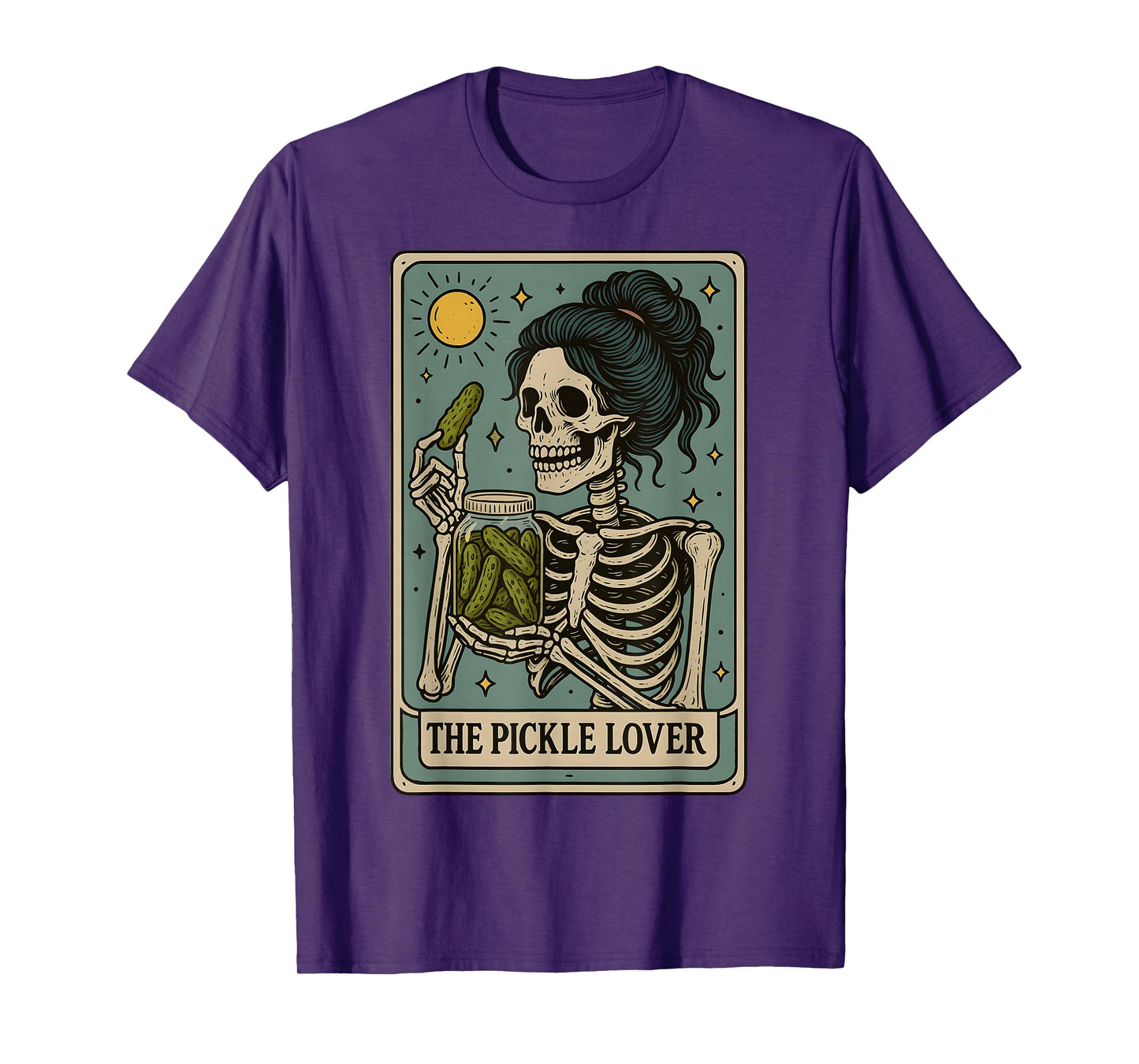 Funny The Pickle Lover Tarot Card Skeleton Women Goth Girl T-Shirt