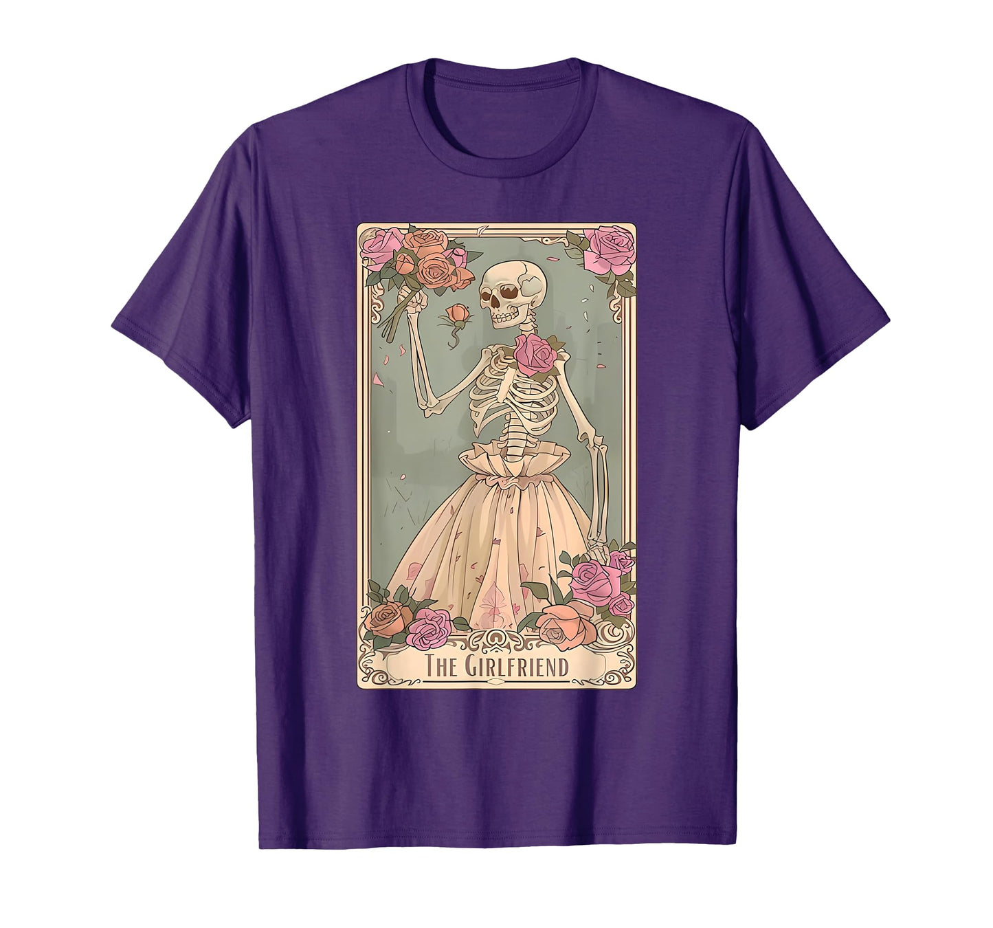 The Girlfriend Tarot Card Couple Skeleton Gothic Halloween T-Shirt