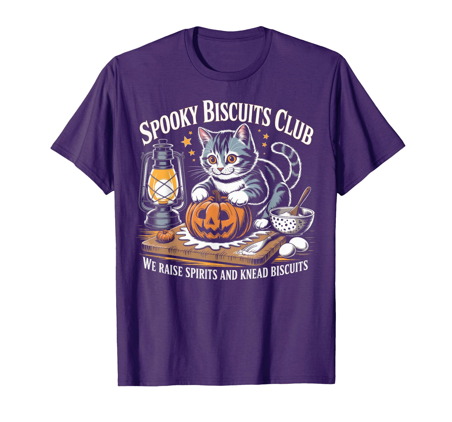 Spooky Biscuits Club Halloween Skeleton Baking Cat T-Shirt